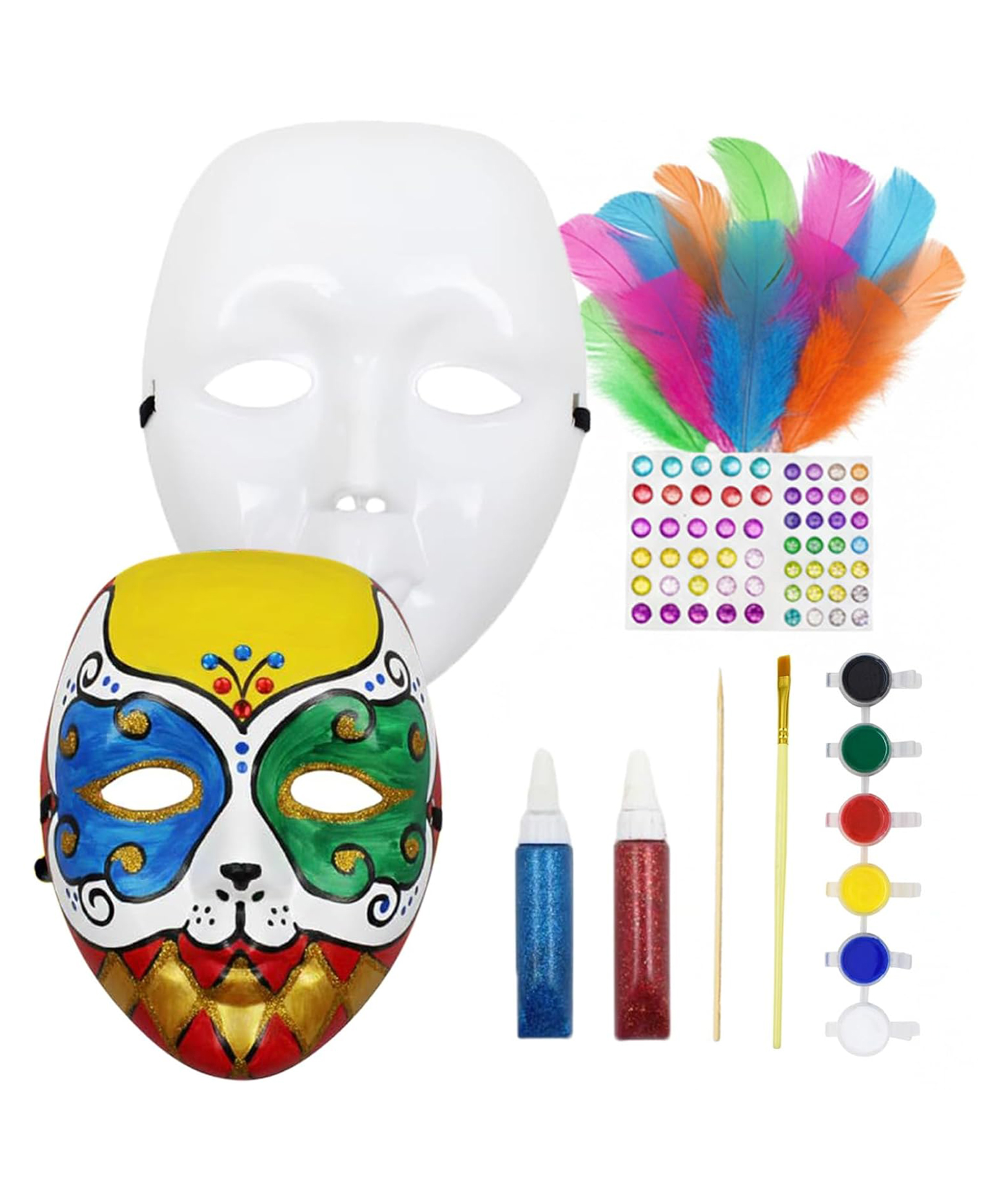 Asian Hobby Crafts Party Mask Painting Kit with White Mask & Paints, Perfect DIY Art Activity - Multicolor-image-22