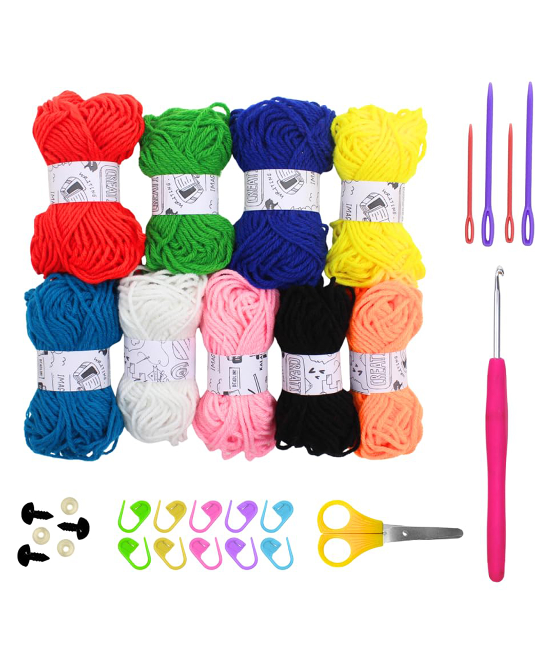 Asian Hobby Crafts Crochet Set for Beginners, DIY Crochet Kit with Wool Yarn & Tools, Learn Crochet Starter Set for Adults & Kids, Easy Crochet Projects, Hand Knitting, Amigurumi Yarn Craft Gifts-picture-11