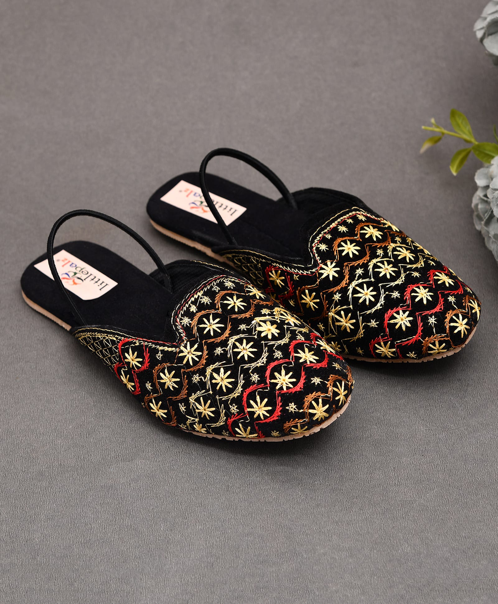 Little Palz Floral Embroidered Mojaris - Multi Colour-picture-22