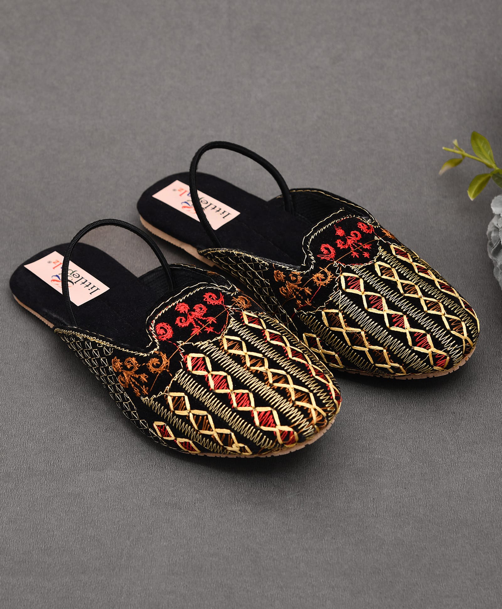 Little Palz Abstract Embroidered Mojaris - Multi Colour-picture-27