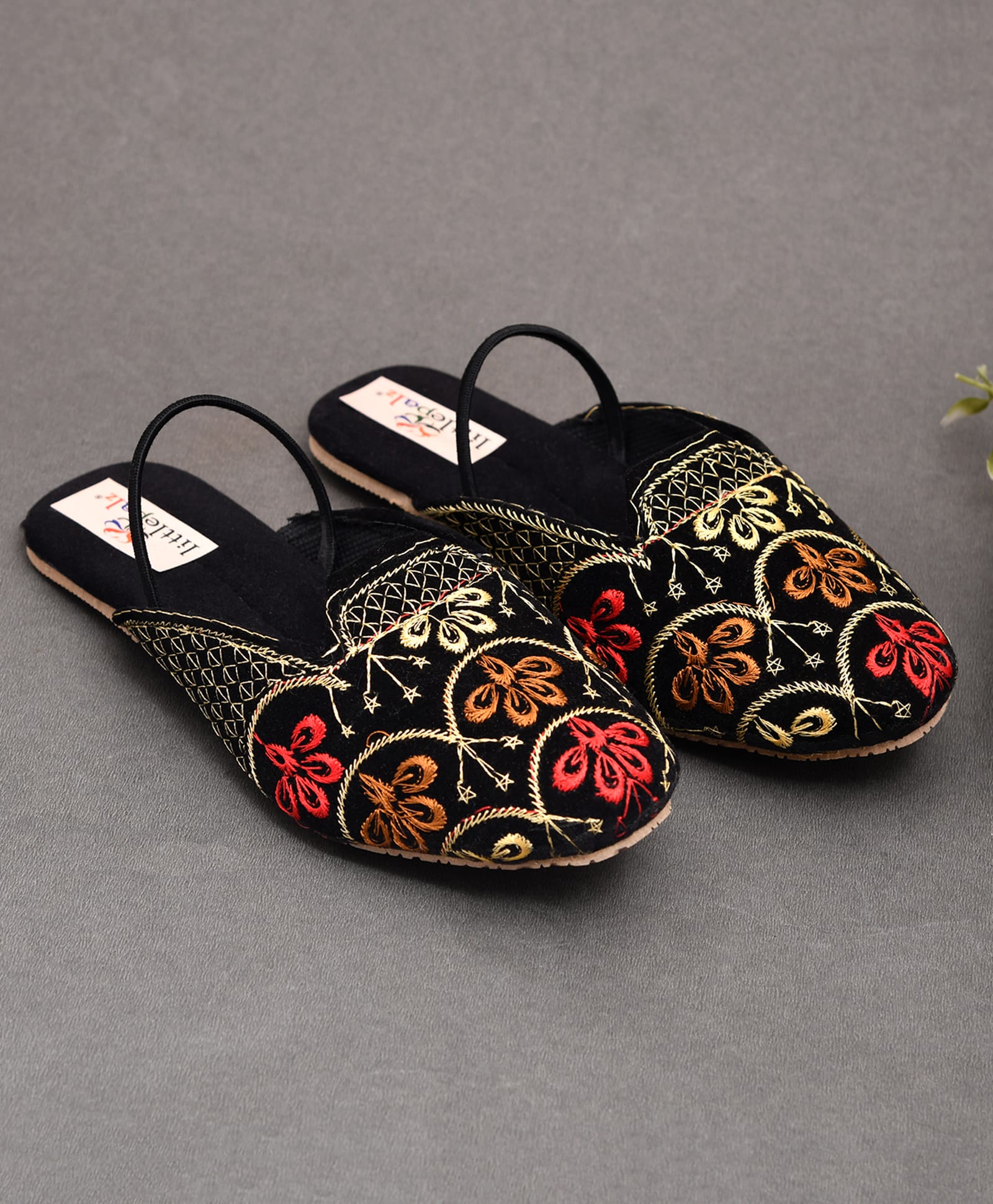 Little Palz Abstract Embroidered Mojaris - Multi Colour-picture-20