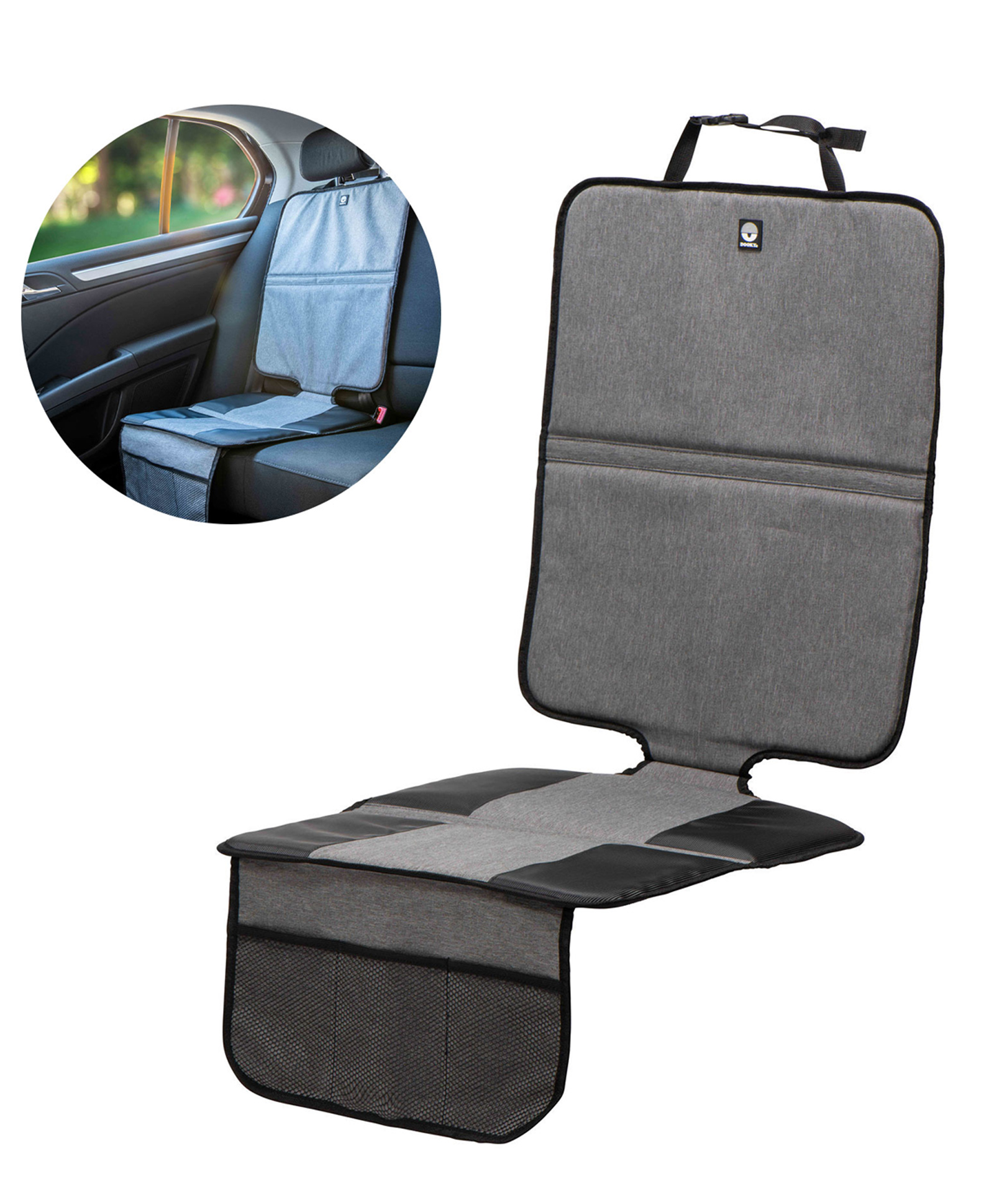 Dooky Seat Protection Mat for Car - Waterproof Baby Car Seat Protector with 3 Mesh Storage Pockets, Anti-Slip Back Seat Cover, Kick Mat & Underlay for Child Car Seat-image-30