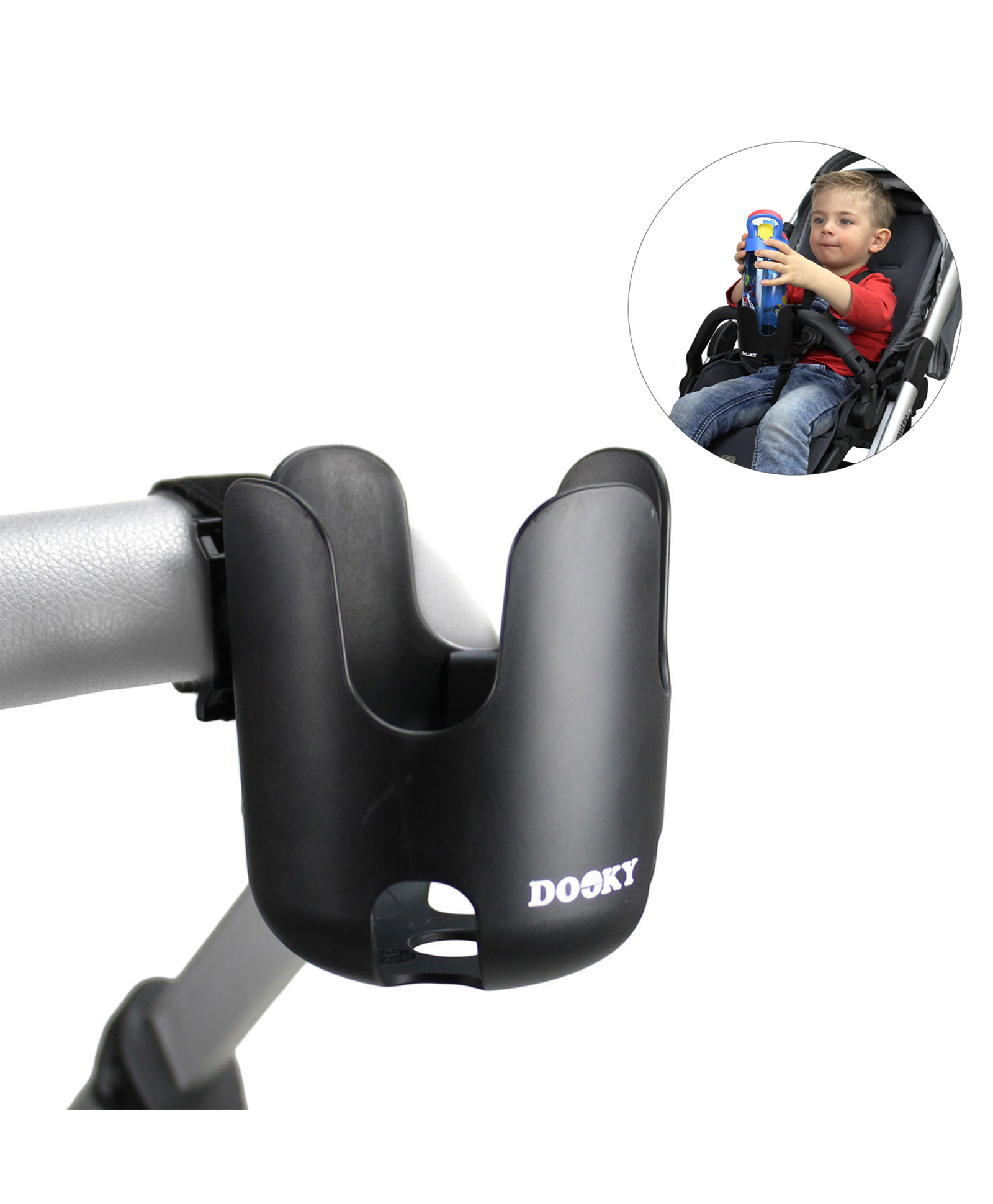 Dooky Universal Stroller Cup Holder - 360° Adjustable Anti-Slip Pram Bottle Holder, Unbreakable Drink & Coffee Cup Stand for Baby Stroller & Bicycle-image-49