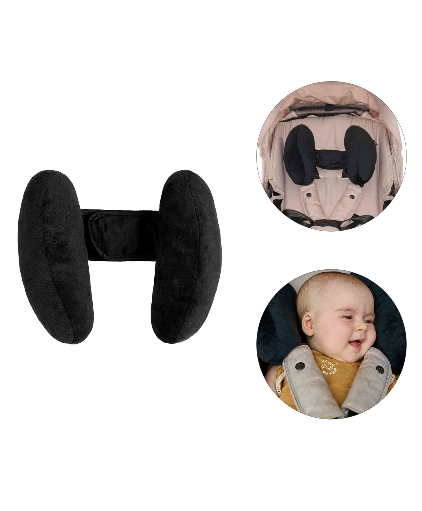Dooky Buggy Pillow - Soft & Breathable Baby Stroller Head & Neck Support Cushion, Universal Pram & Car Seat Headrest for Newborn & Infant, Machine Washable Travel Support Pillow - Blacl-image-29
