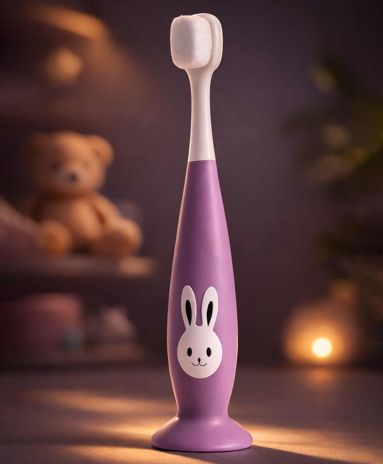 Sparkle Joy Baby Soft Bristle Toothbrush with Suction Base Cute Bunny Design Kids Toothbrush for Toddlers & Babies (Purple)-picture-20