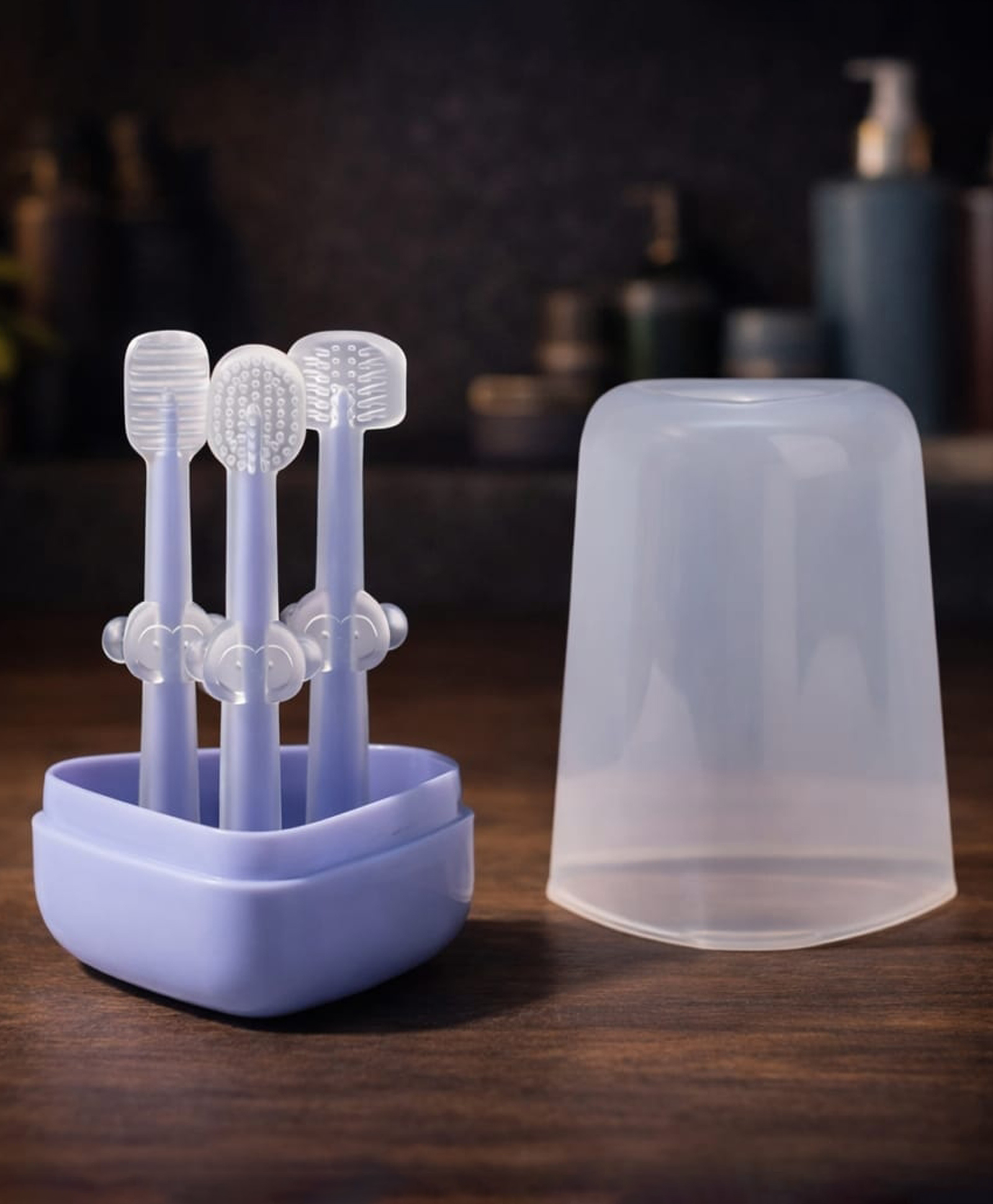 Sparkle Joy Baby Finger Toothbrush Set with Storage Case | Soft Silicone Gum Massager for Infants & Toddlers | BPA Free Training Toothbrush for Kids Oral Care (3 Pieces) Purple-image-18