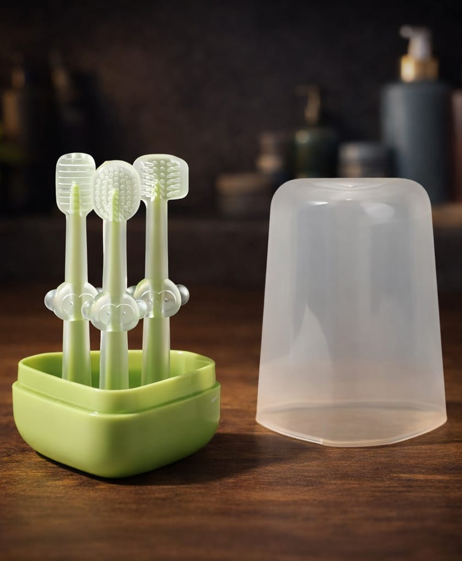 Sparkle Joy Baby Finger Toothbrush Set with Storage Case | Soft Silicone Gum Massager for Infants & Toddlers | BPA Free Training Toothbrush for Kids Oral Care (3 Pieces) Green-image-30