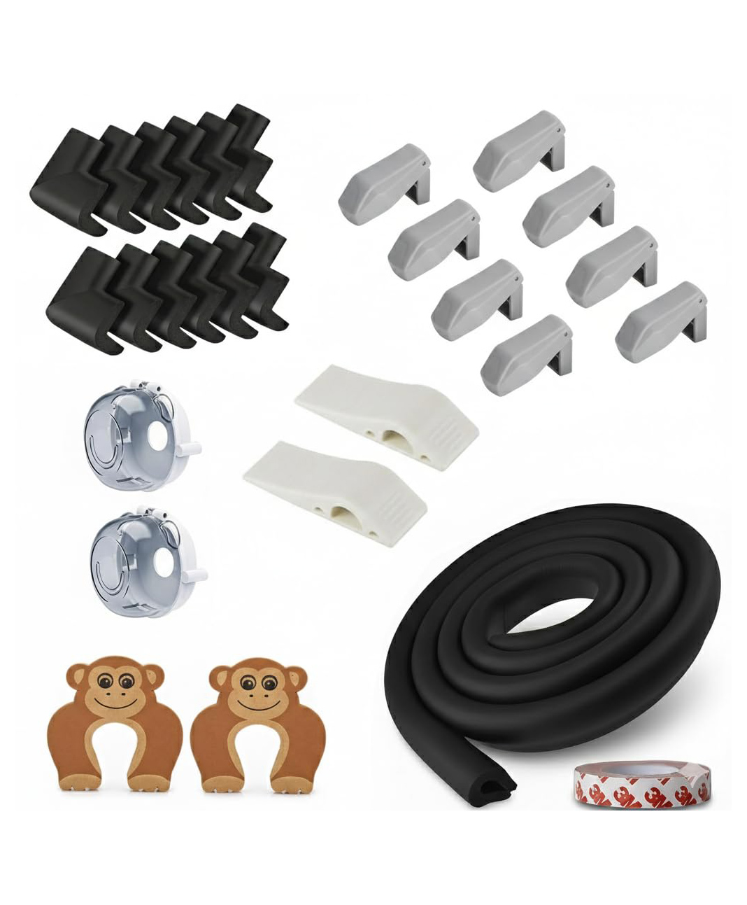 Safe-O-Kid All-in-One Baby Safety Combo| 4m Edge Guards + 12 Corner Guards + 8 Drawer Locks + 2 Finger Guards + 2 Door Stoppers + Gas Knob Covers-image-34
