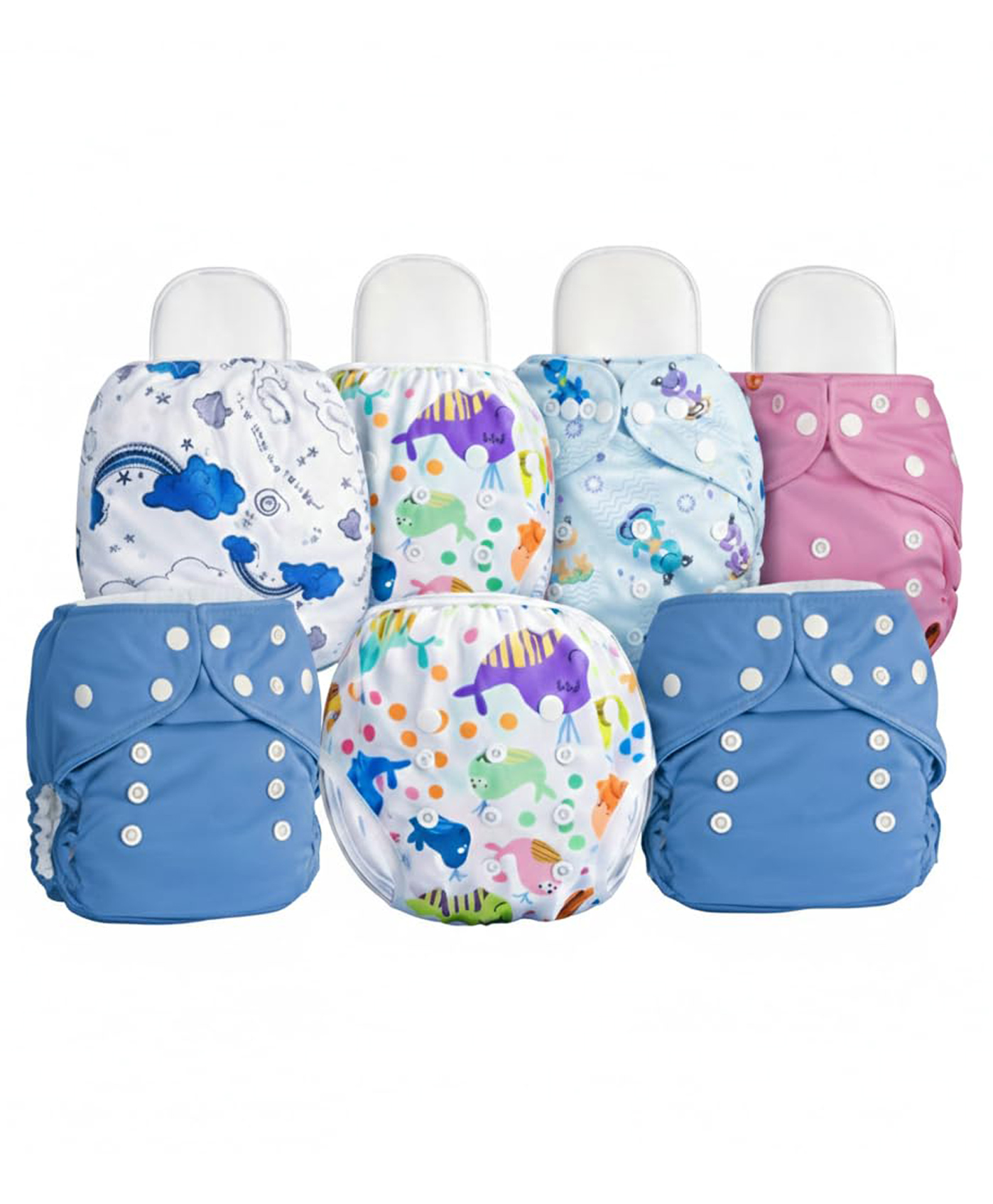 SAFE-O-KID Advanced Reusable Baby Cloth Diapers Combo Pack | 7 Diapers with 7 Absorbent Cotton Pads | Leak-Proof, Soft & Adjustable 3M3Y-picture-15