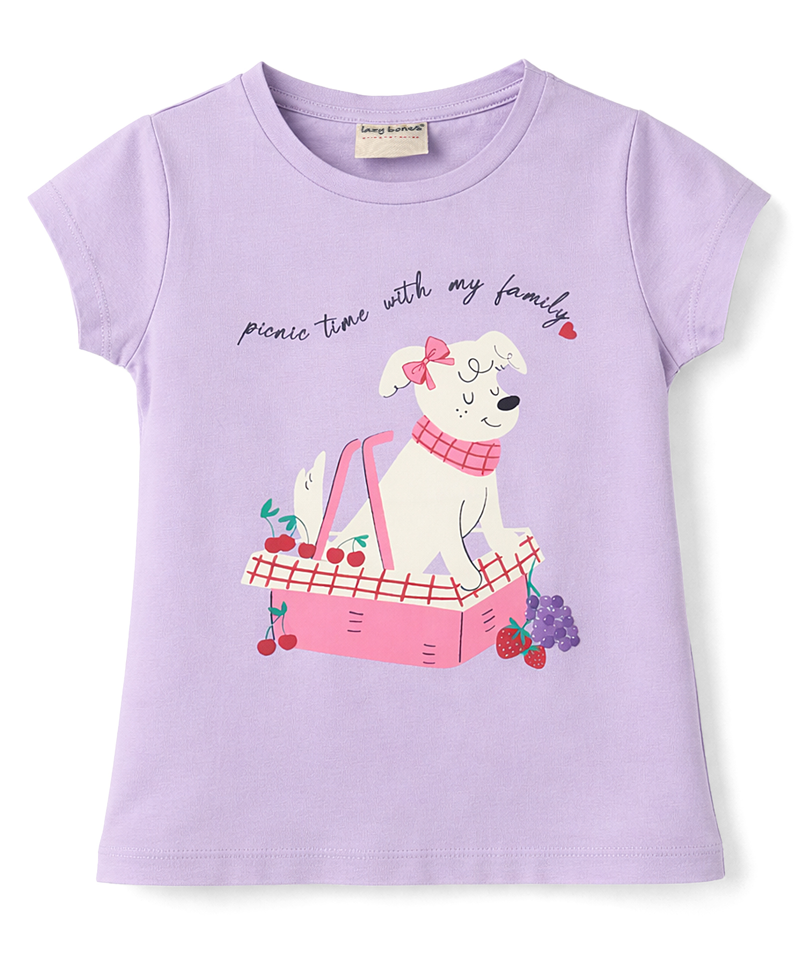 Lazy Bones Sinker Knit Half Sleeves T-Shirt With Dog Print - Mauve-picture-28