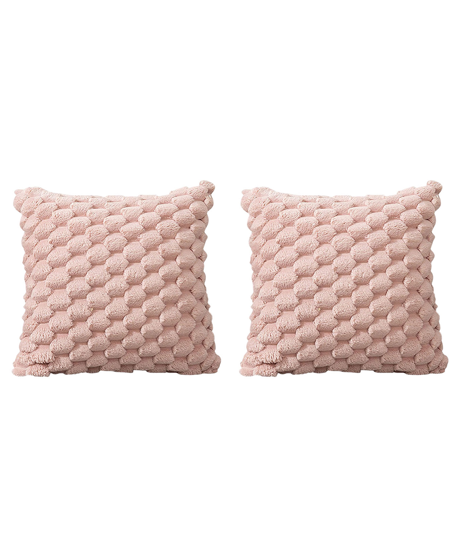 MOMISY Corduroy Honeycomb Cushion Covers 45x45 cm, Pack of 2 (Pink)-image-11