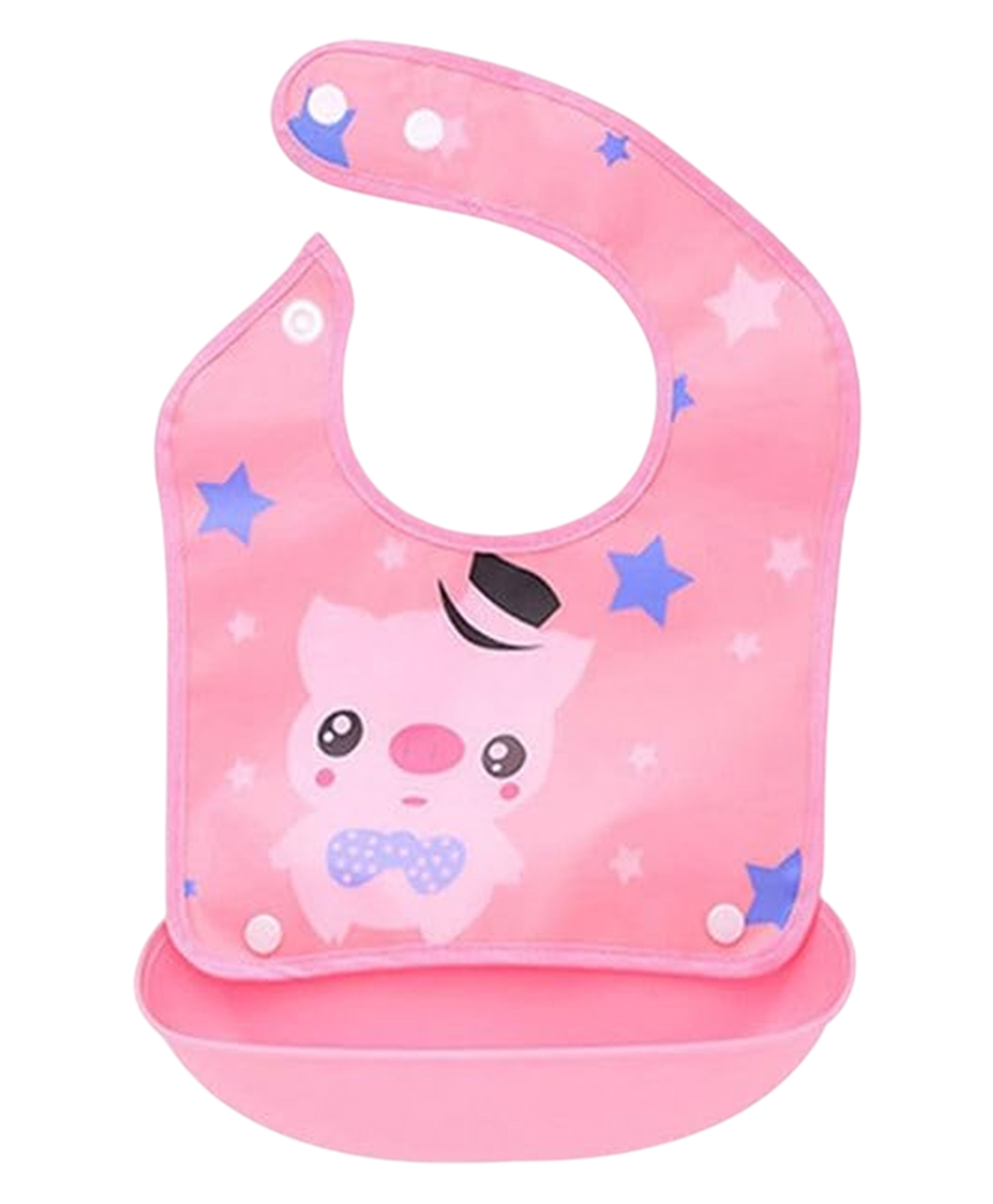 MOMISY Baby Bib For Newborn Waterproof Silicone Baby Bib with Pocket, 6+ Months (Pink Pig)-picture-9