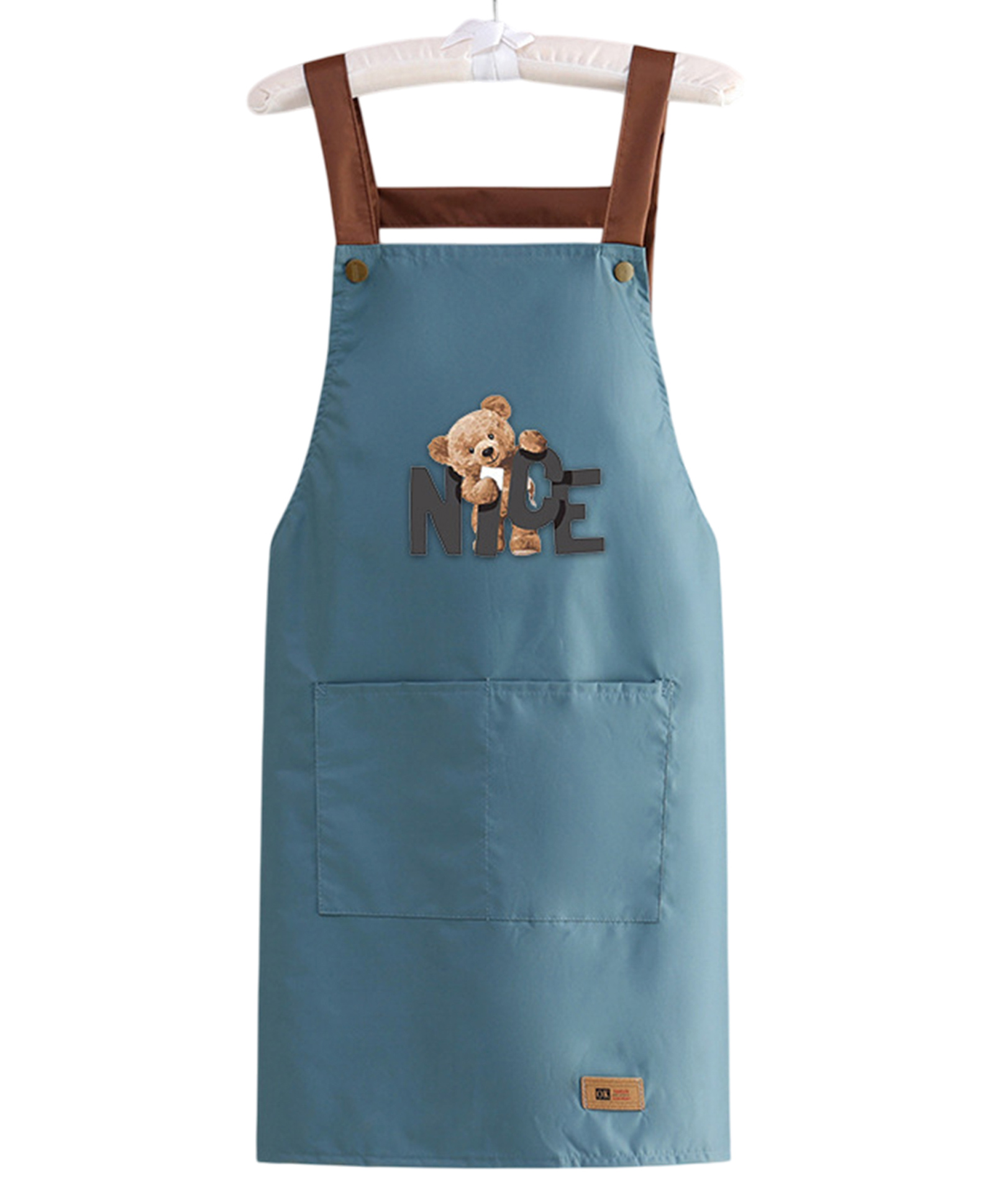 MOMISY PVC Kitchen Apron with Front Pocket and Adjustable Strap (Blue)-image-2