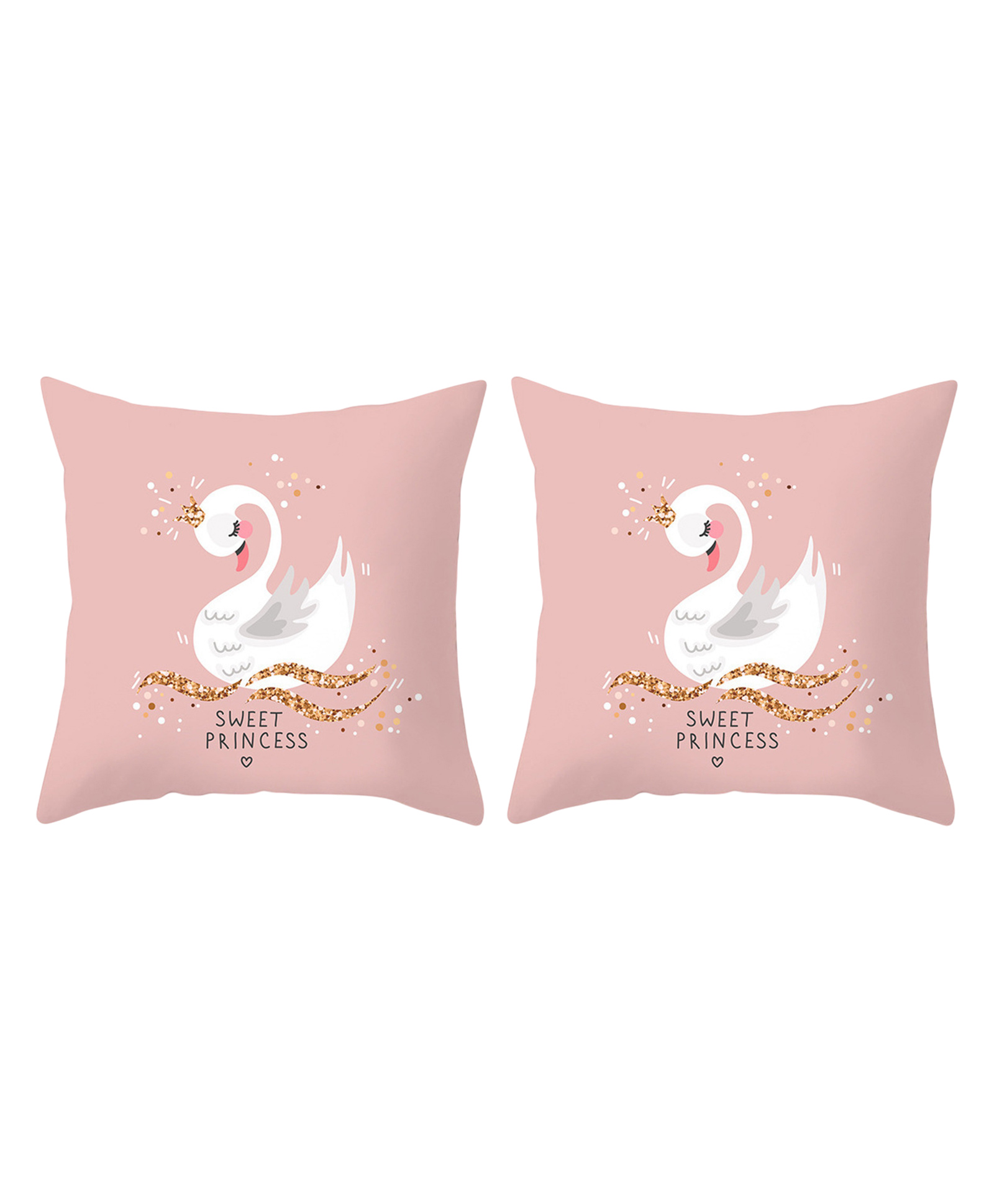 MOMISY Swan Princess Cushion Cover with Gold Glitter Accents (Pink)-picture-14