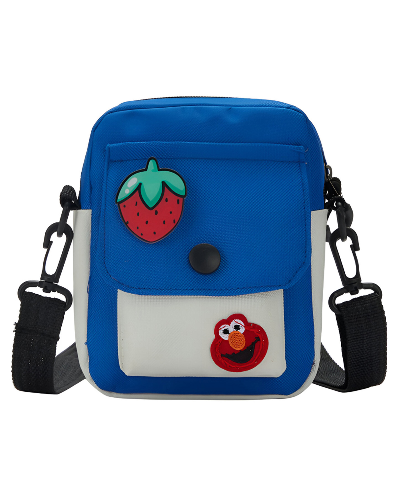 MOMISY Women's Canvas Crossbody Bag with Rainbow Character Design (Blue)-image-5