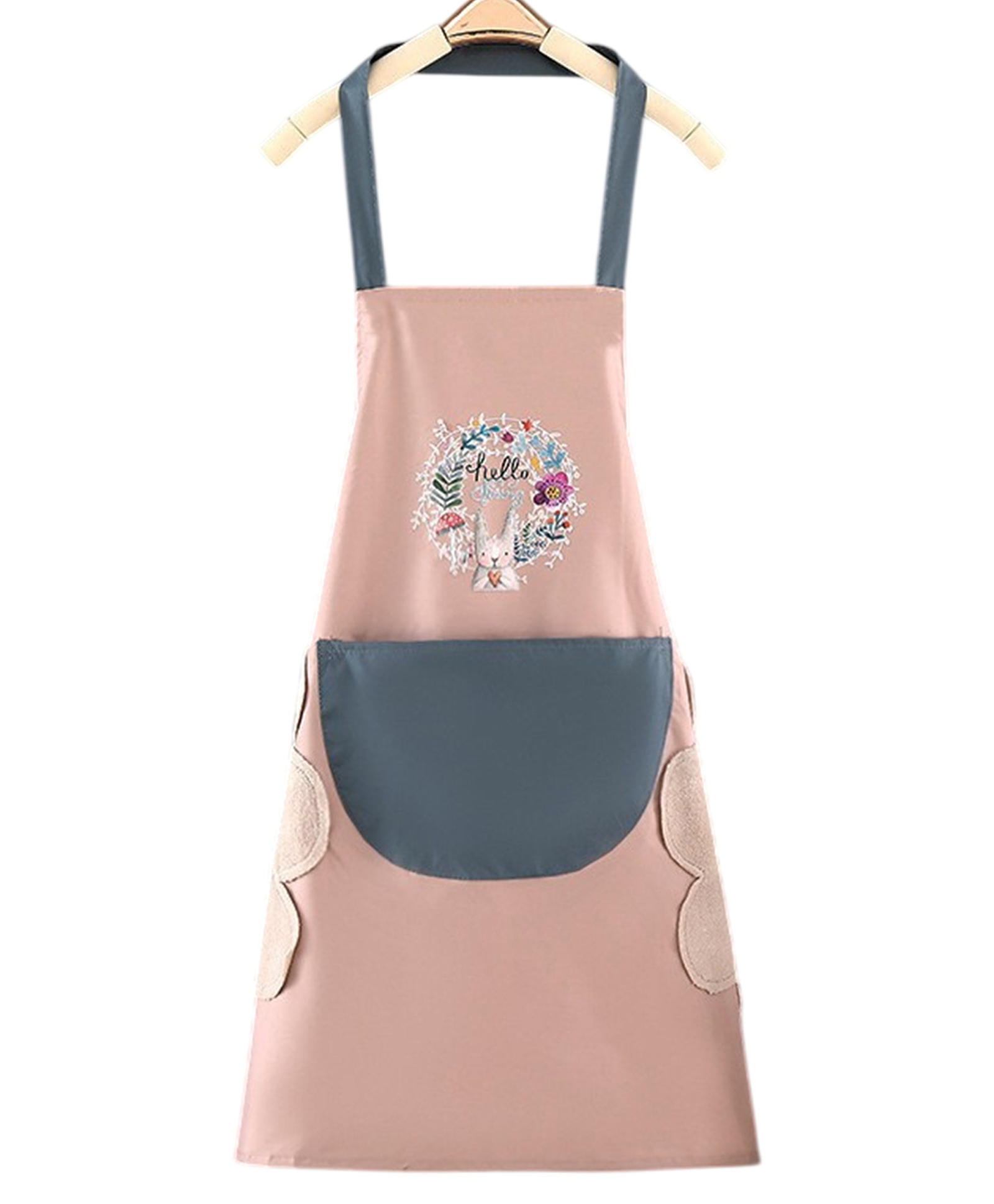 MOMISY Waterproof Kitchen Apron with Large Front Pocket (Pink)-image-36