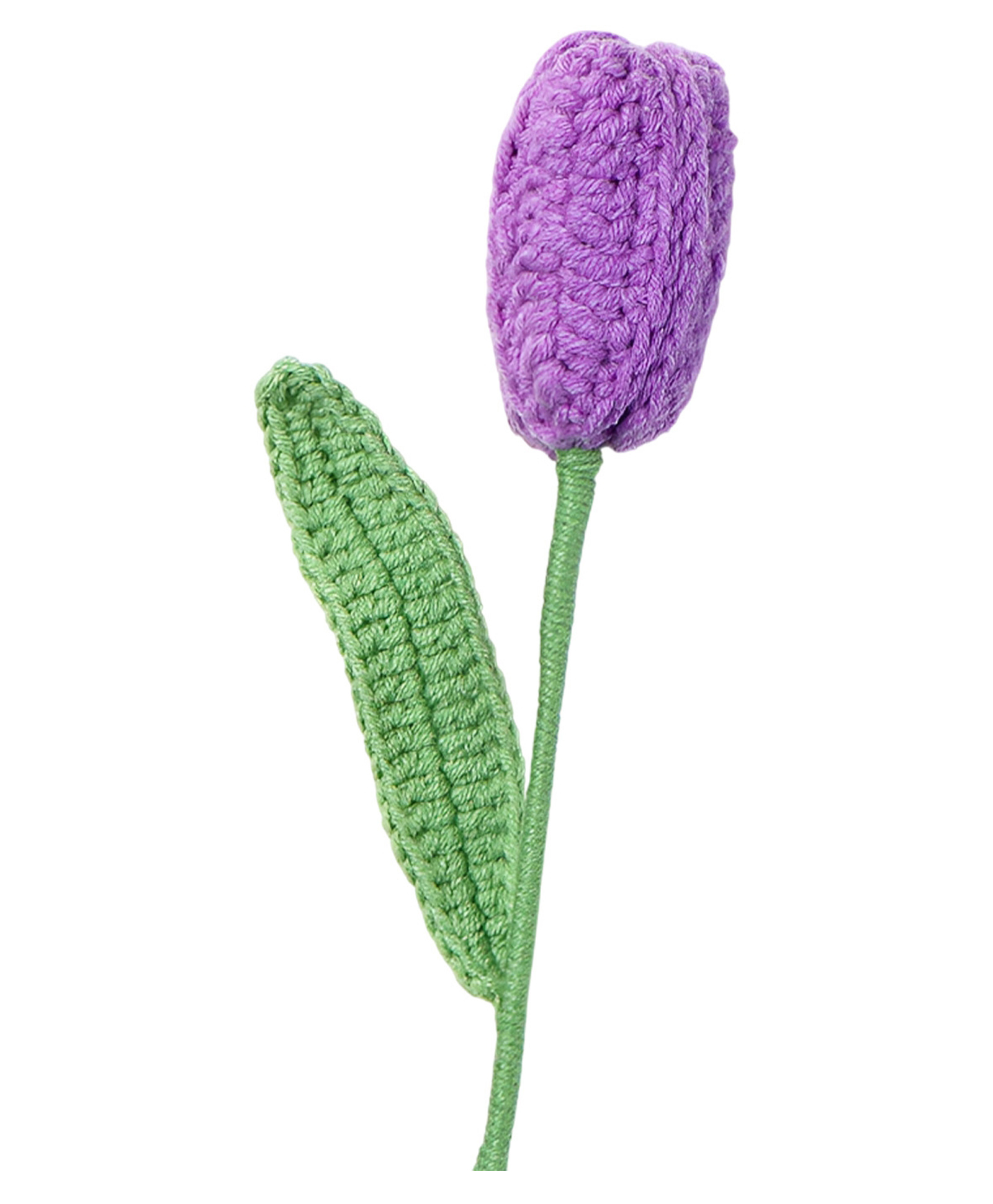 MOMISY Handmade Crochet Artificial Tulip Flower with Stem (Tulip Purple)-image-39
