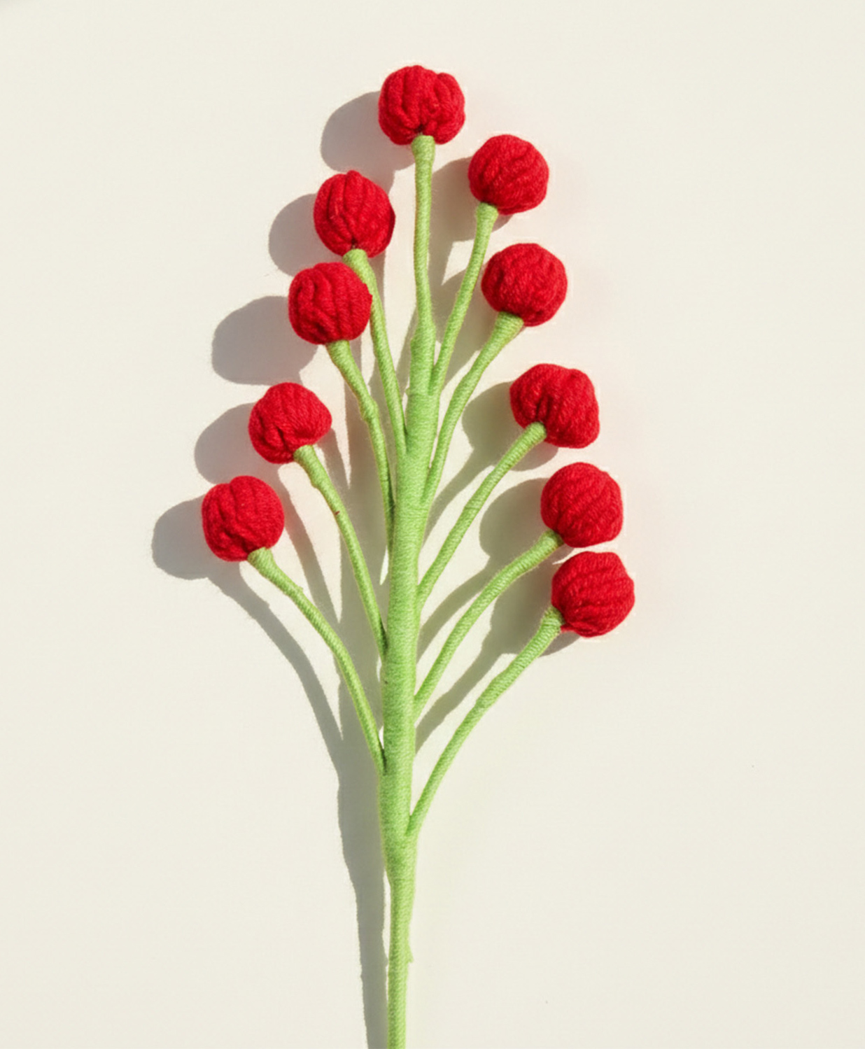 MOMISY Handmade Crochet Artificial Berry Stem Flower (Red)-image-44