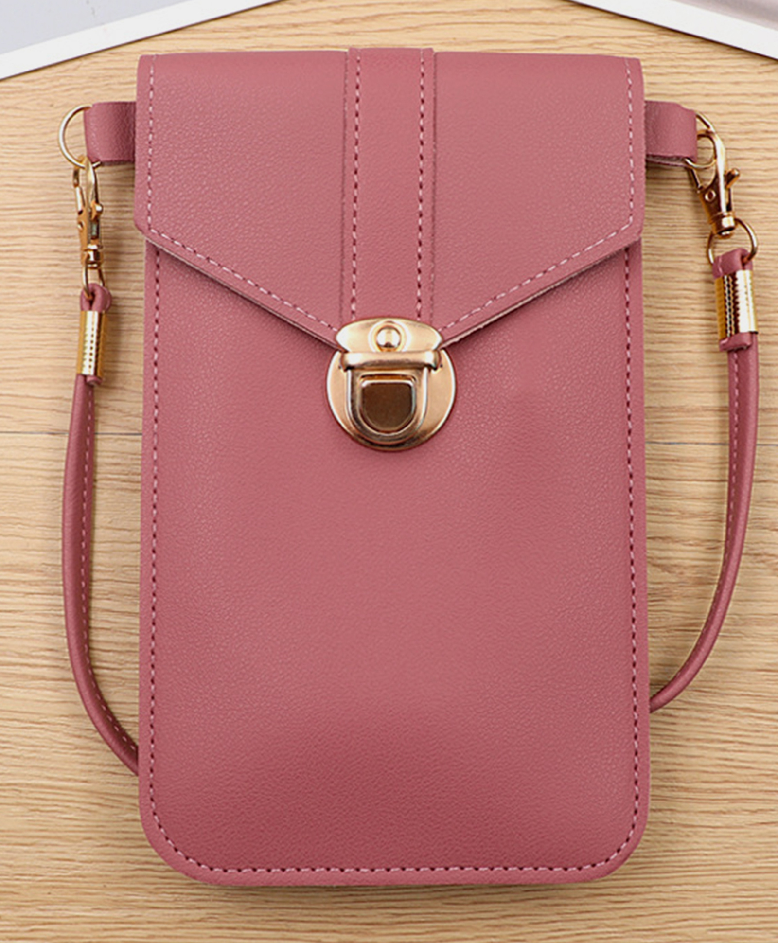 MOMISY Envelope Crossbody Sling Phone Bag with Adjustable Strap (Pink)-image-2