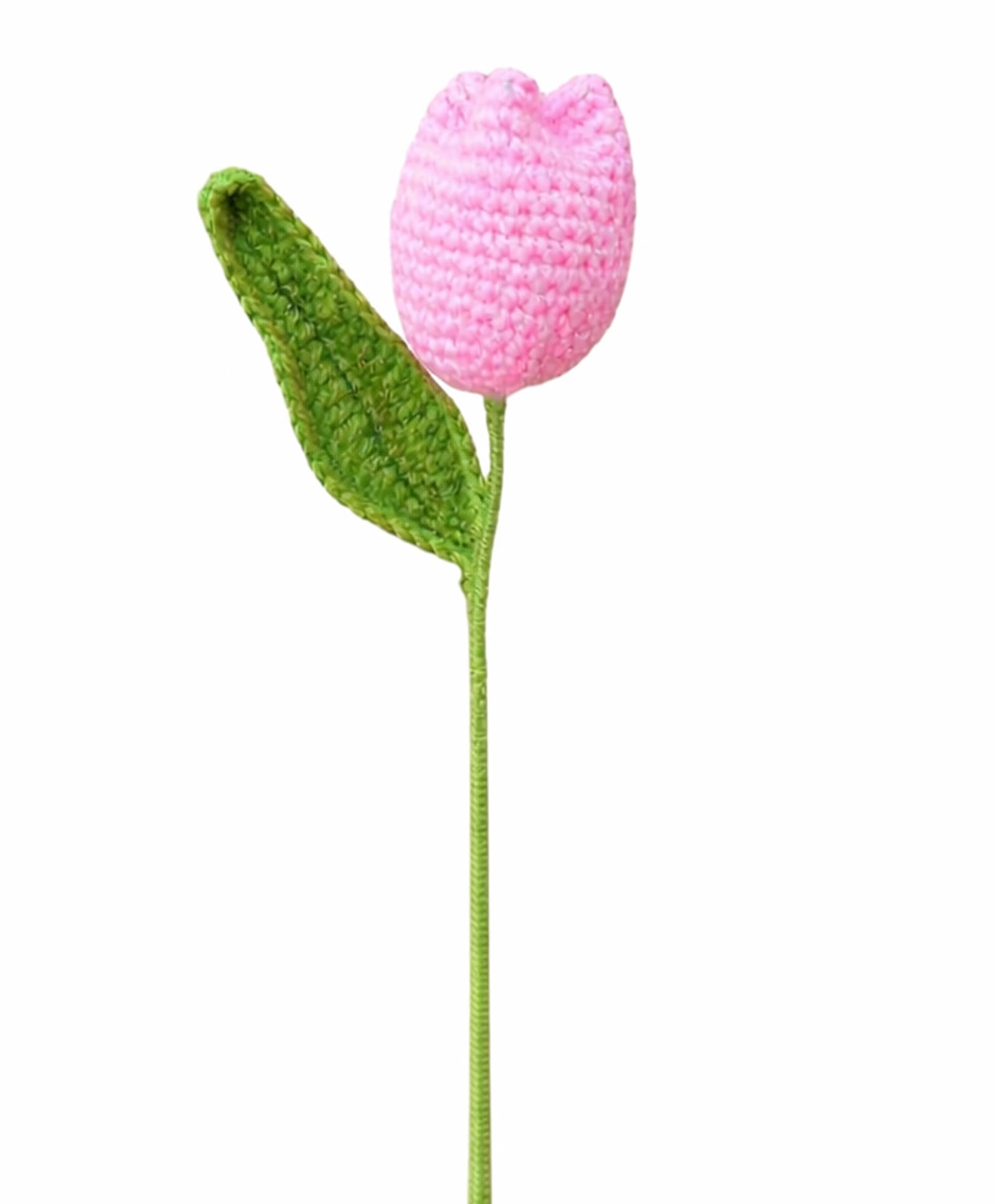 MOMISY Handmade Crochet Artificial Flower Knitted Decorative Stem (Pink)-image-31