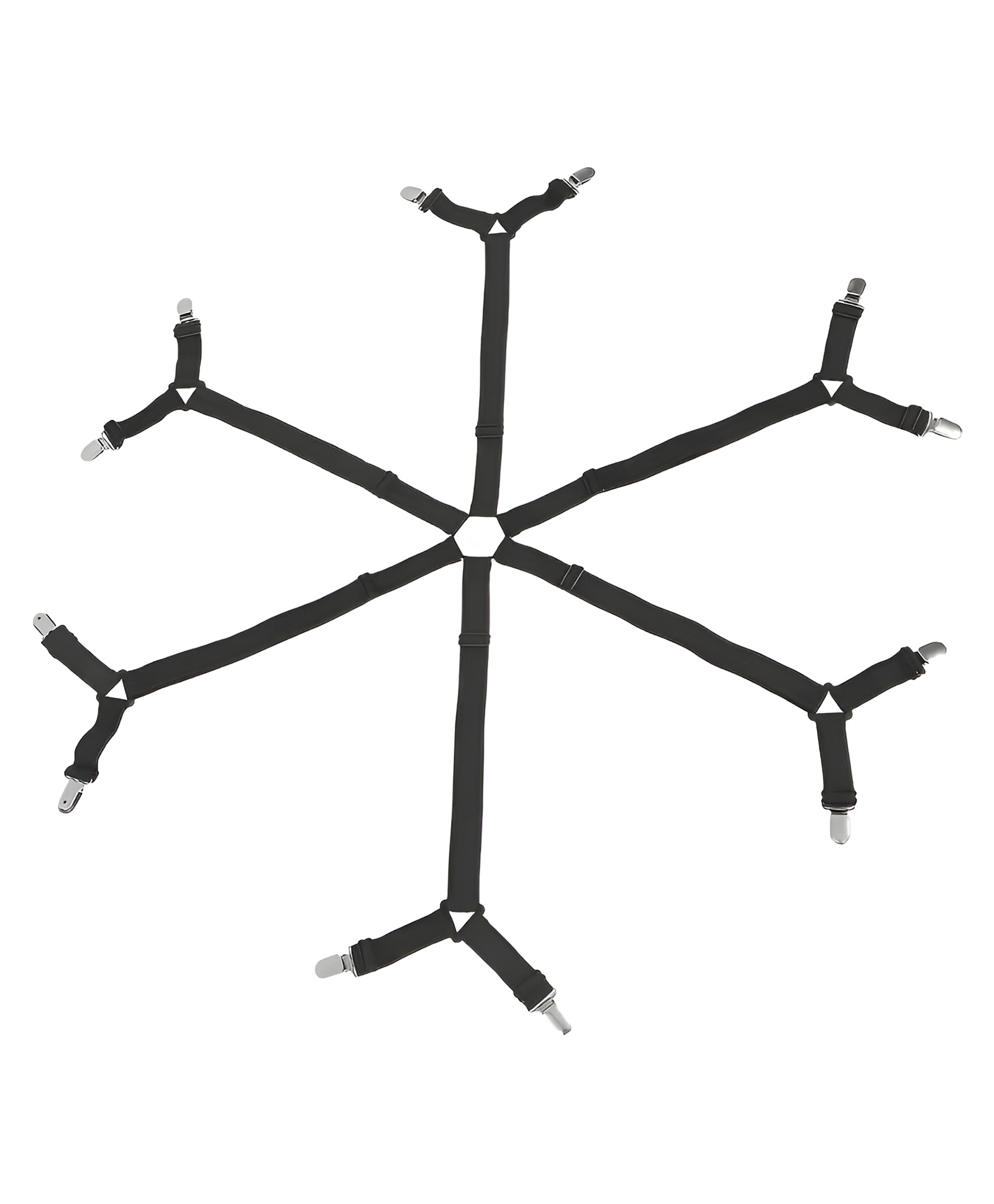 MOMISY Adjustable Elastic Bedsheet Holder Straps, 6-Way Clips for Mattress (Black)-image-3