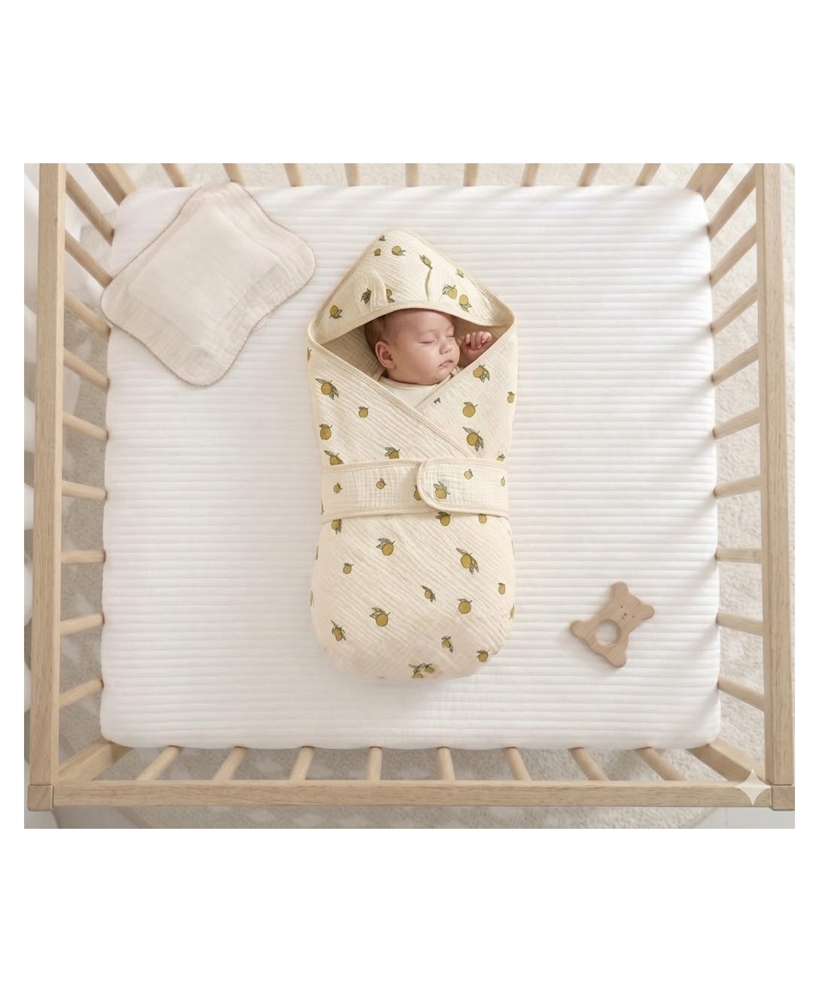 Baby Tales 100% Organic Muslin Cotton Swaddle & Receiving Blanket Soft & Breathable, Lemon Print - Multicolor-image-6