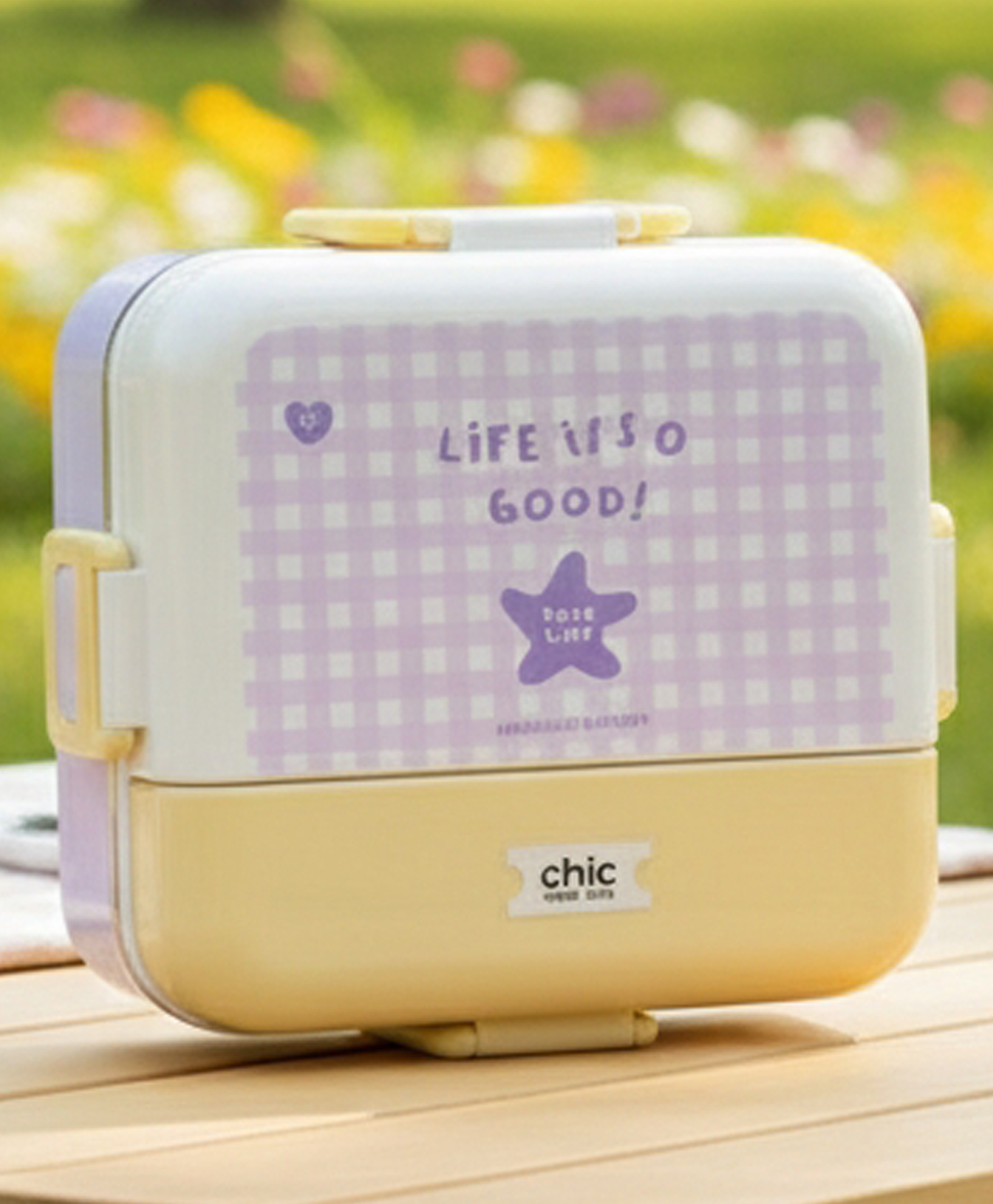 Purple Tots Stainless Steel 3 Compartment Lunch Box with Spoon & Sauce Bowl | Leakproof & Insulated | Secure Lock & Portable 600 ml - Lilac & Yellow-image-15