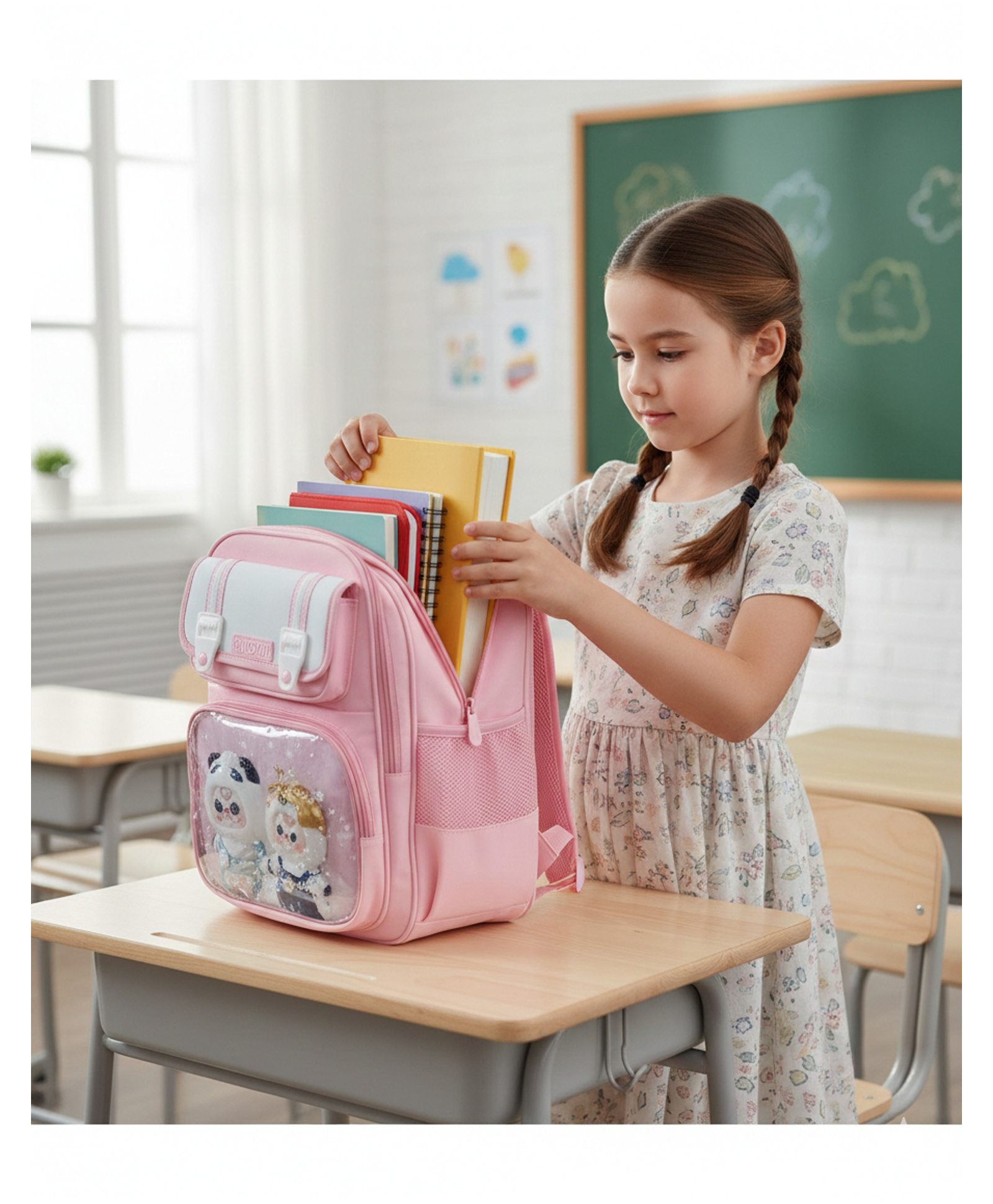 Purple Tots Height 16.25 Inches Girls School Backpack Lababu Design with LED Lights - Pink-image-38