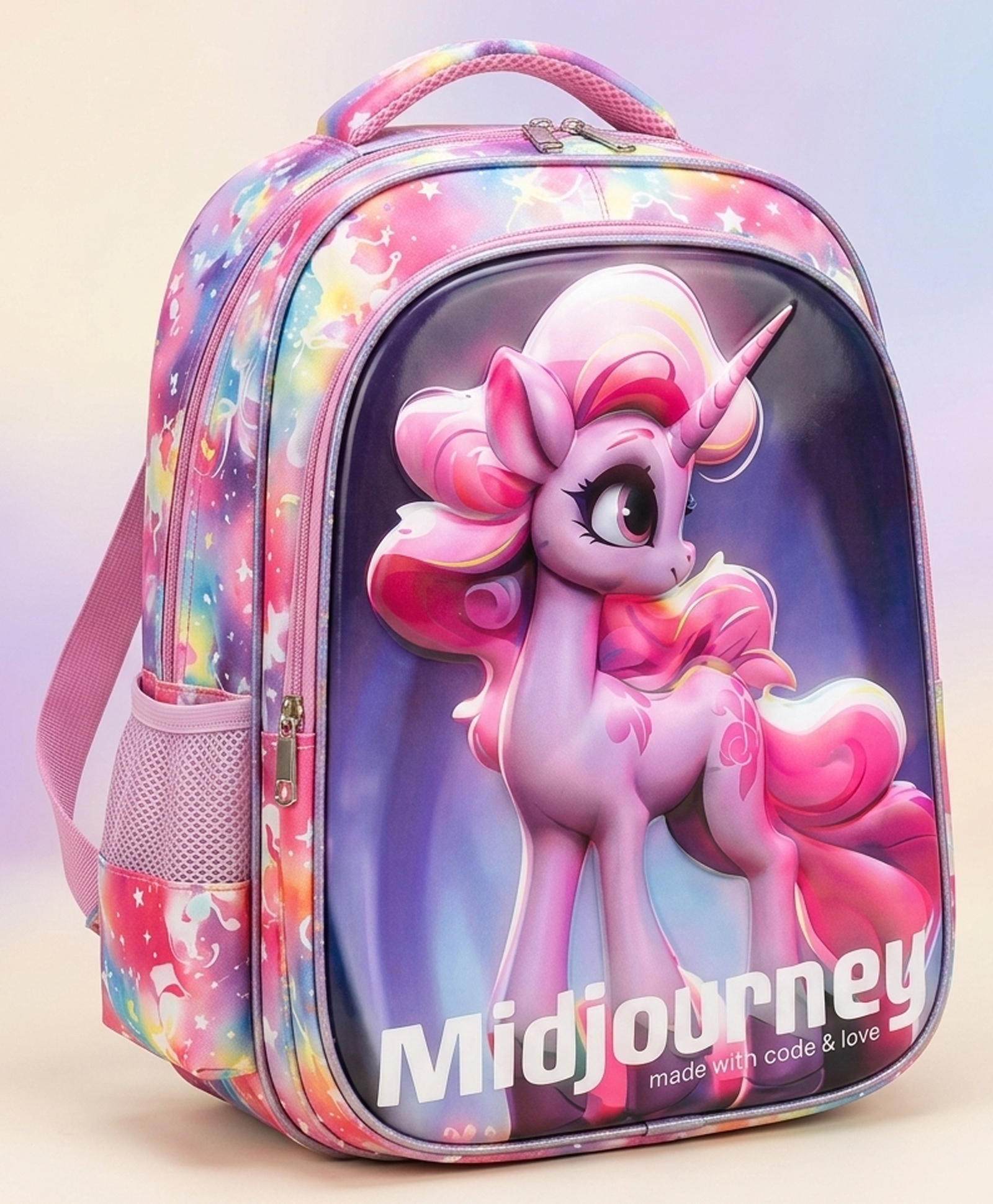 Purple Tots 16 Inches Kids School Backpack 3D Pony Character Design - Lavender-image-1