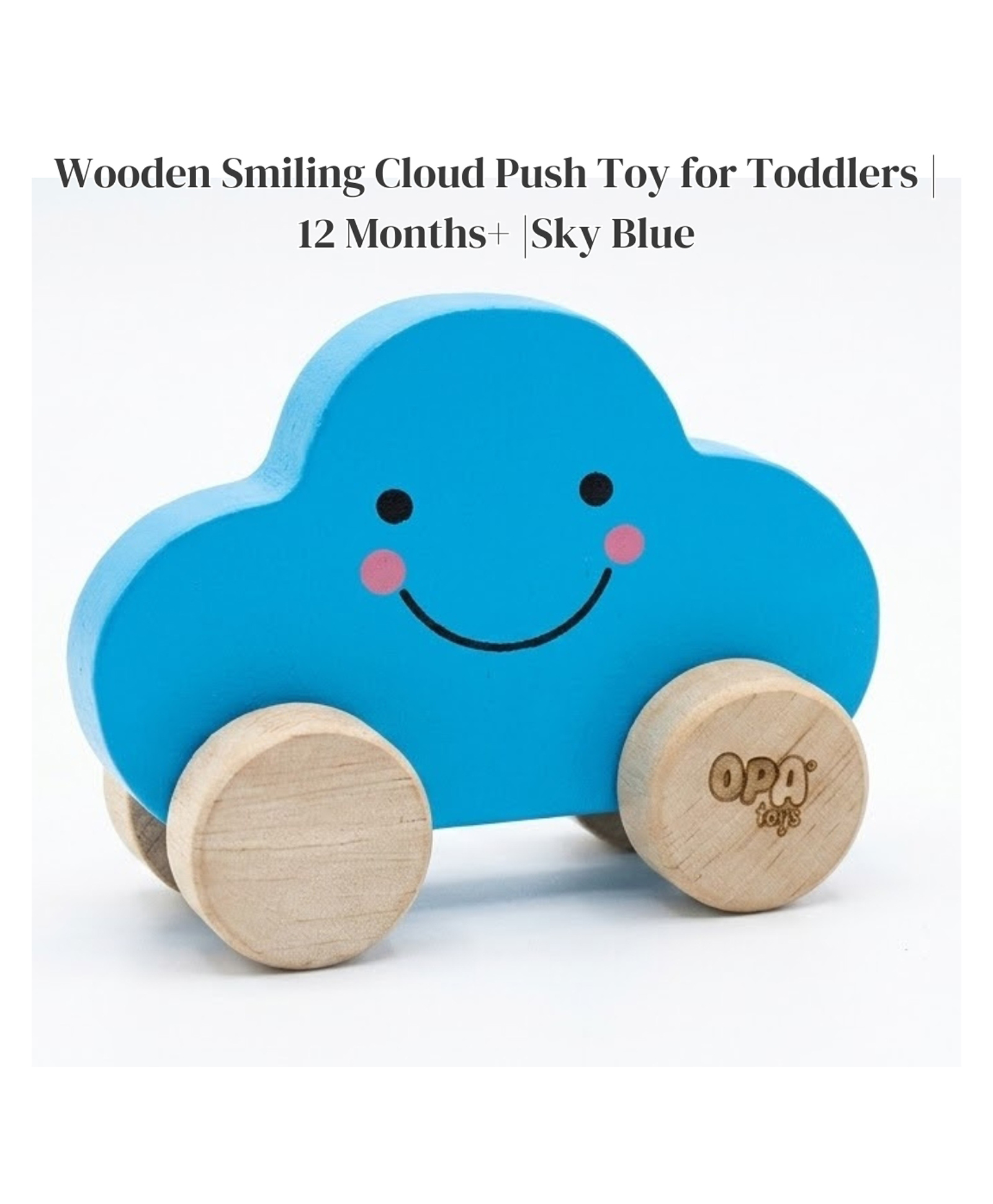 Wooden Smiling Cloud Push Toy with Smooth Rolling Wheels I 12 Months+ - Sky Blue-image-20