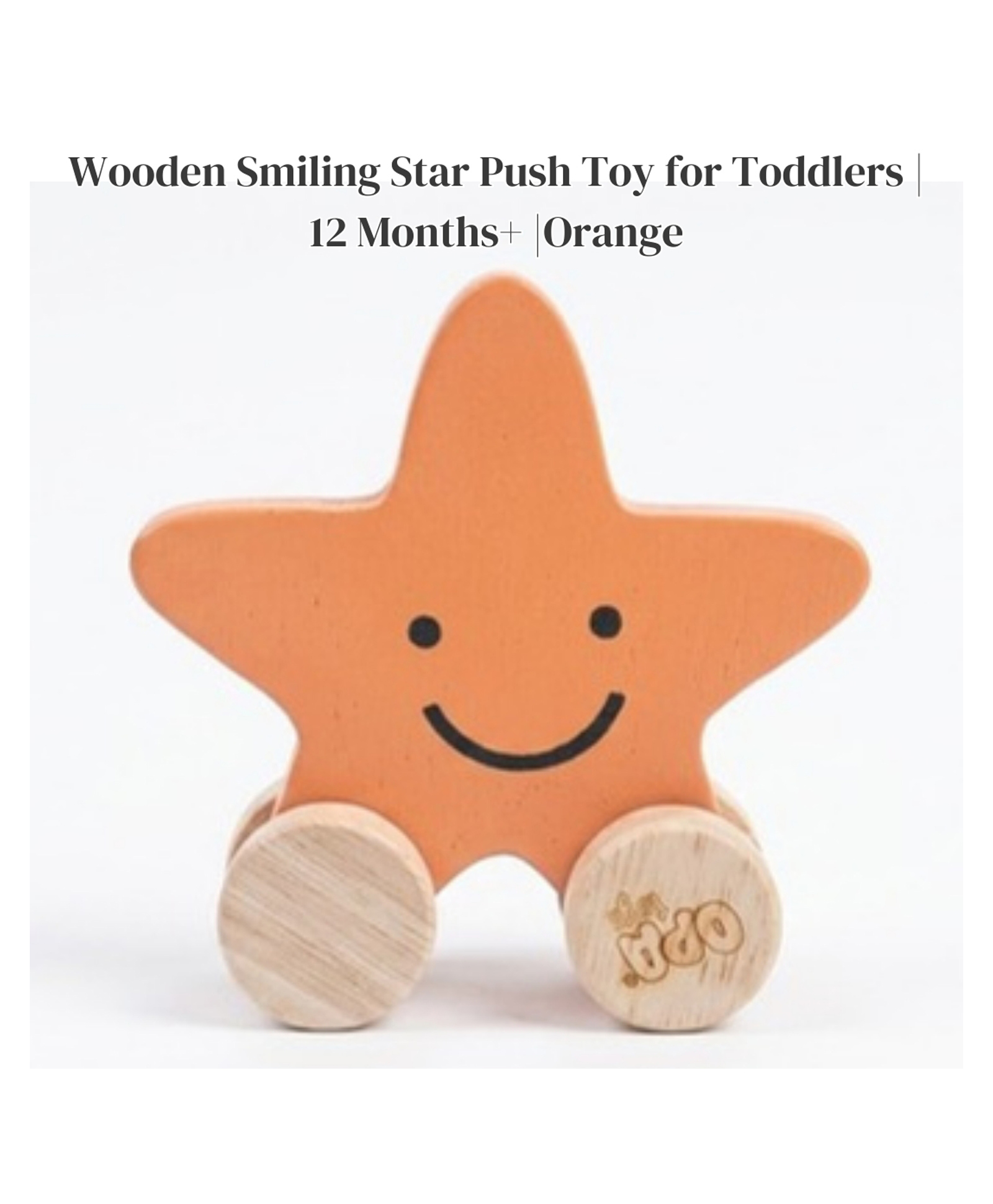 OPA Toys Wooden Smiling Star Push Toy for Toddlers I 12 Months+ I Orange-image-6