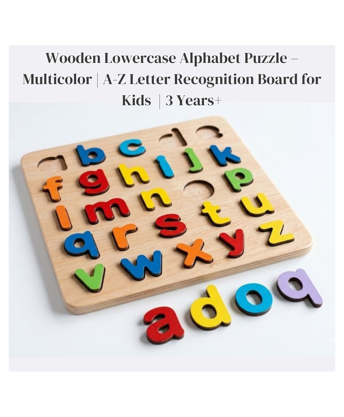 Wooden Lowercase Alphabet Puzzle Multicolor a-z Reading Readiness Board for Kids I 3 Years+-image-39