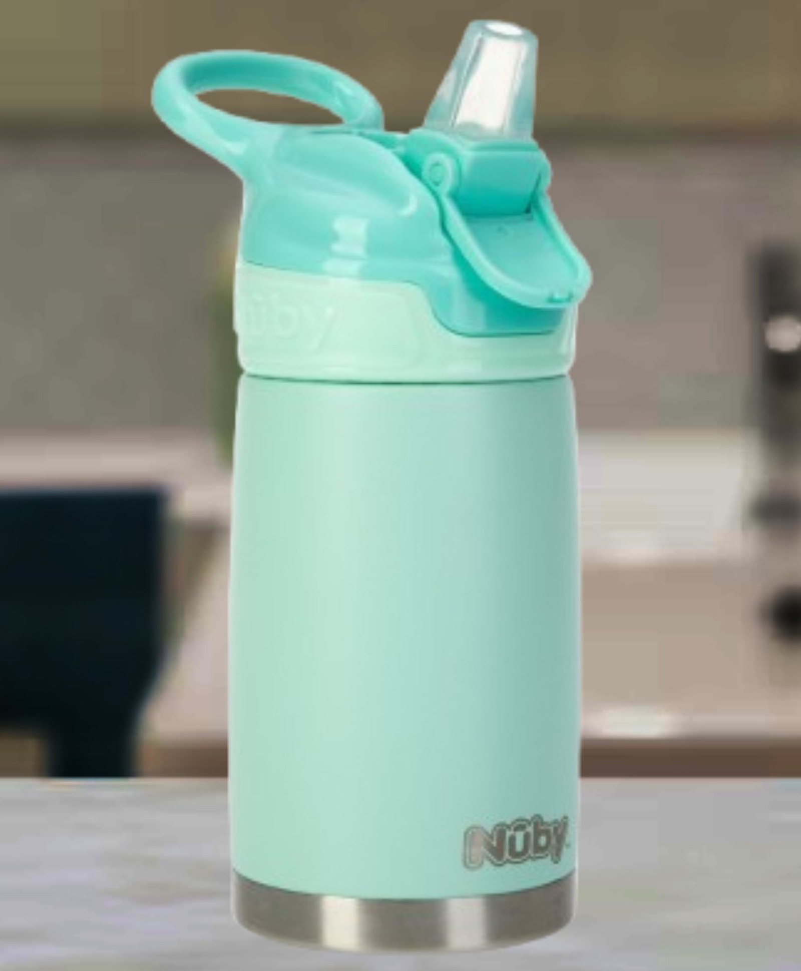 Nuby Thirsty Kids Flip-It Reflex Water Canteen | No Spill | BPA Free | 18m+ | 300 ml - Aqua-image-17
