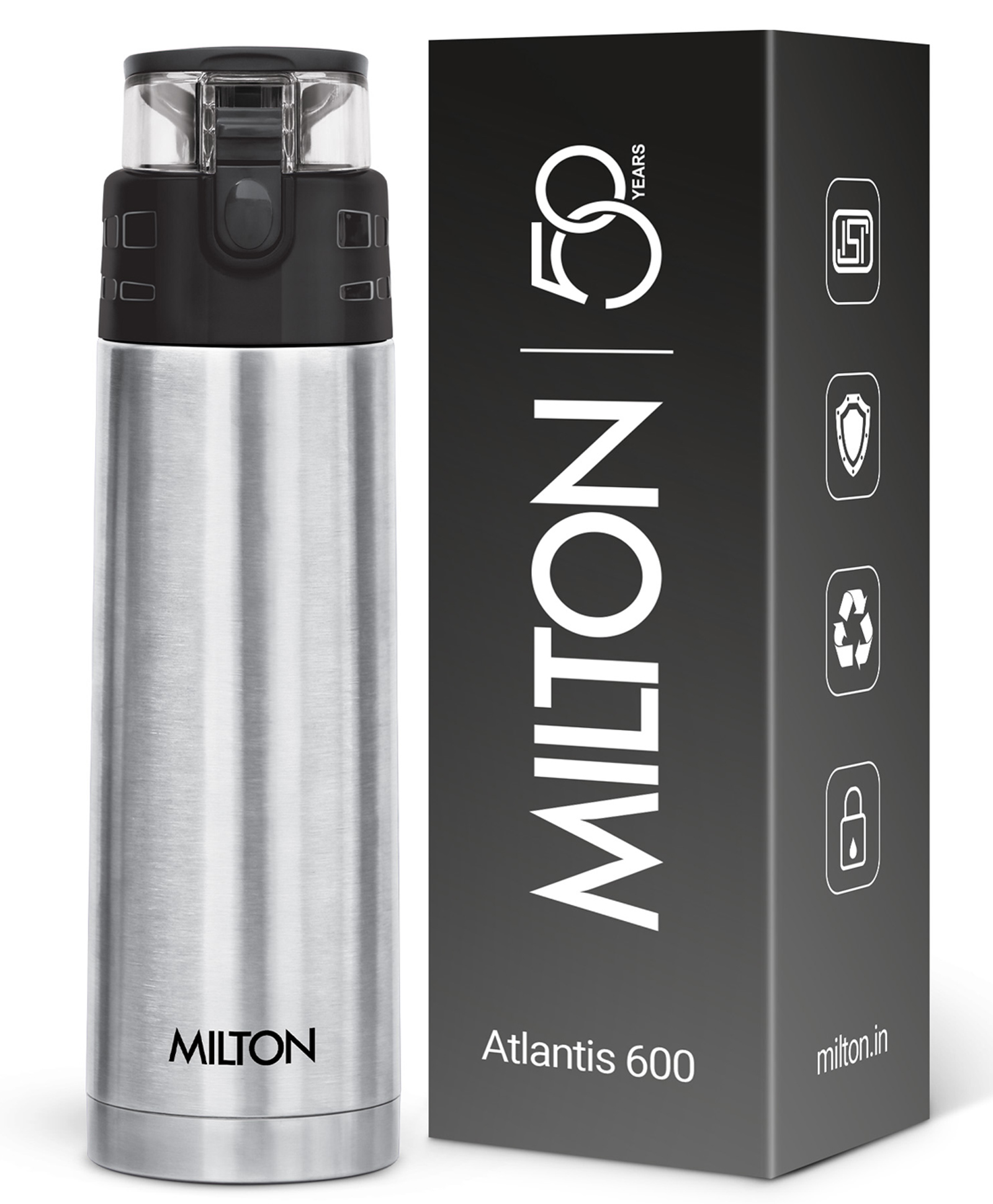 Milton Atlantis 600 Thermosteel Water Bottle Steel Plain - 600 ml-image-36