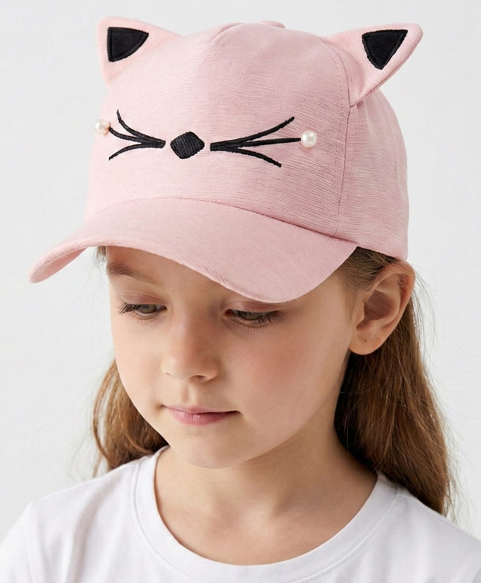 Vritraz Woven Cat Whiskers Embroidered Baseball Cap - Light Pink - Circumference 52-56 Cms-image-19