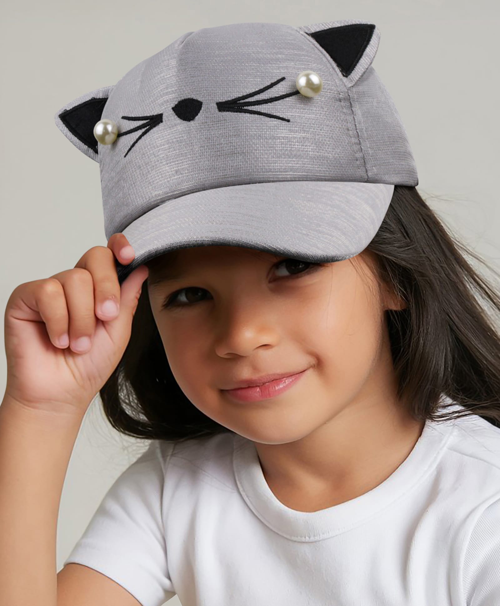 Vritraz Woven Cat Whiskers Embroidered Baseball Cap - Light Pink - Circumference 52-56 Cms-picture-14
