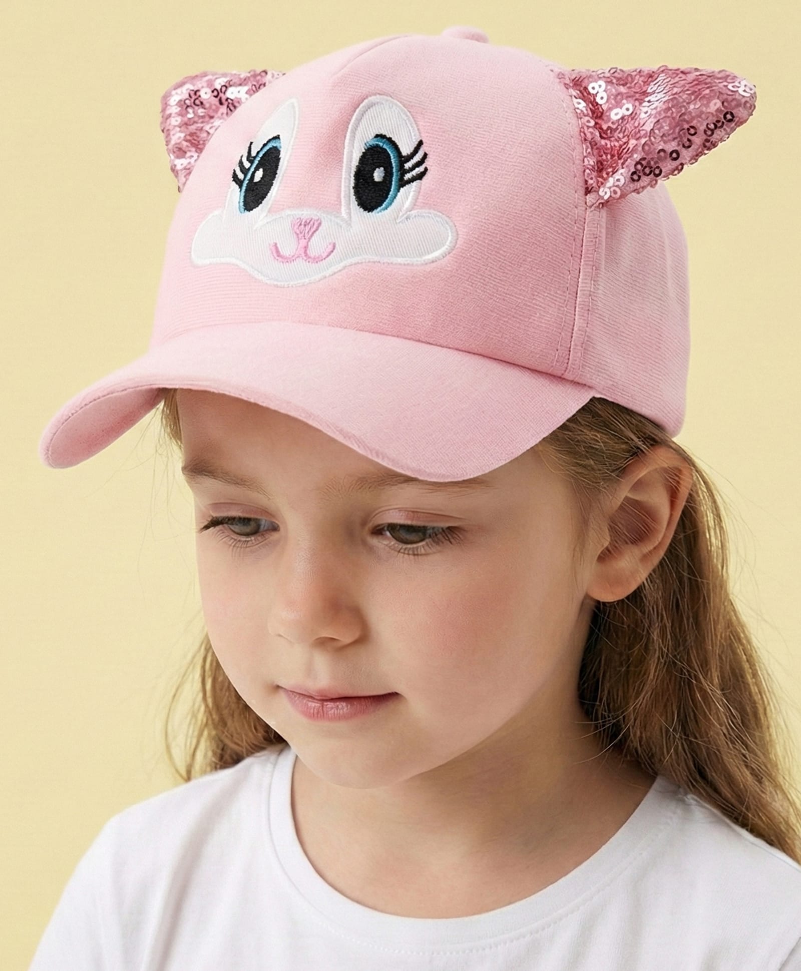 Vritraz Woven Animal Face Embroidered Baseball Cap - Pink - Circumference 52-56 Cms-image-10