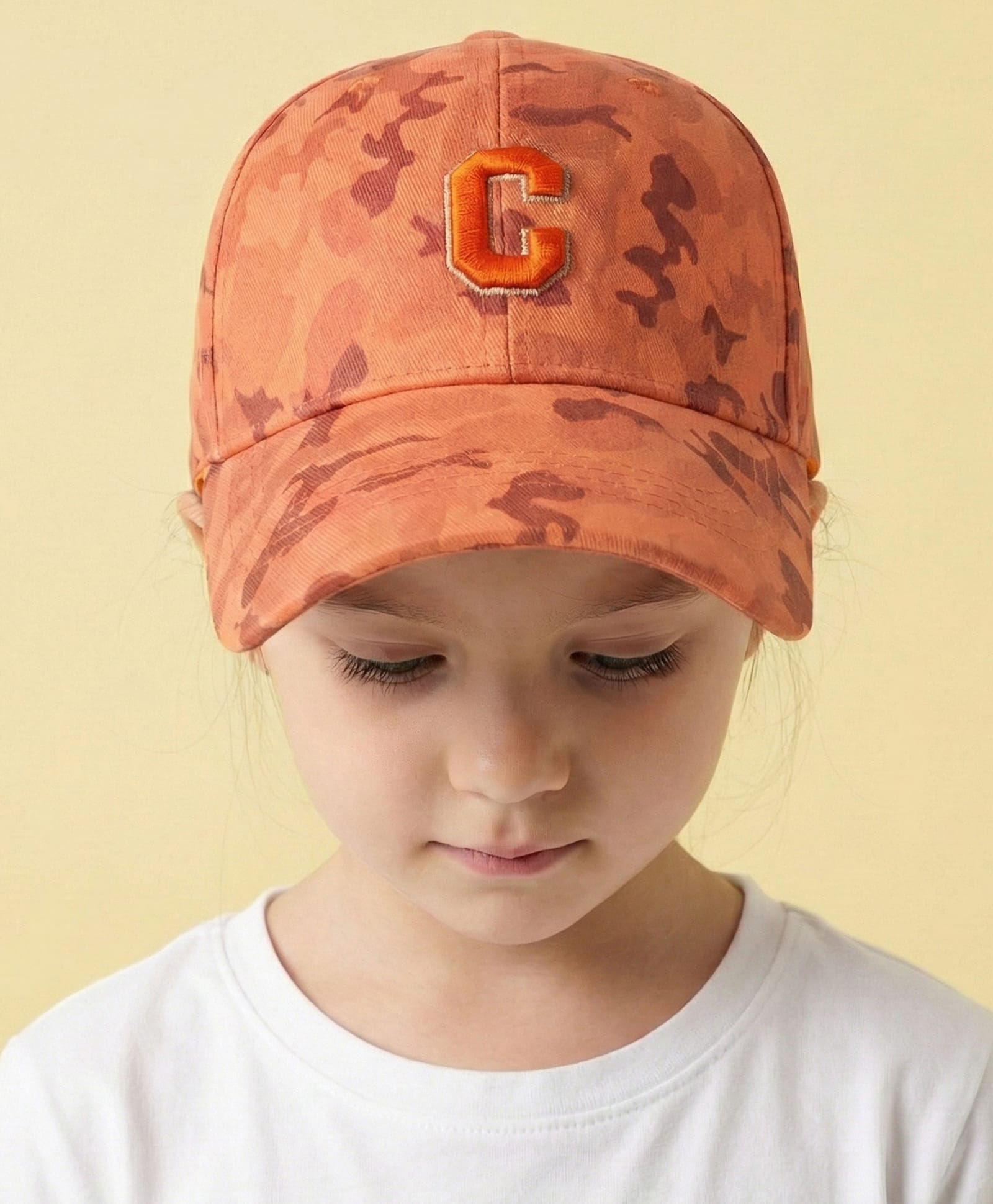 Vritraz Woven C Letter Embroidered Camouflage Printed Baseball Cap - Orange - Circumference 52-56 Cms-picture-21