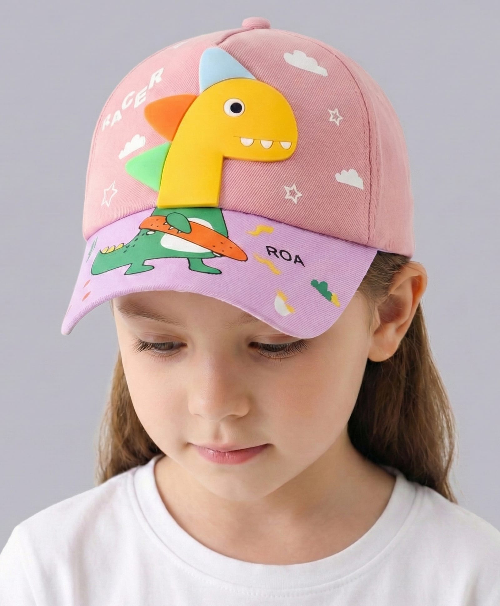 Vritraz Woven Dinosaur Applique Detailed Baseball Cap - Peach - Circumference 52-56 Cms-image-4