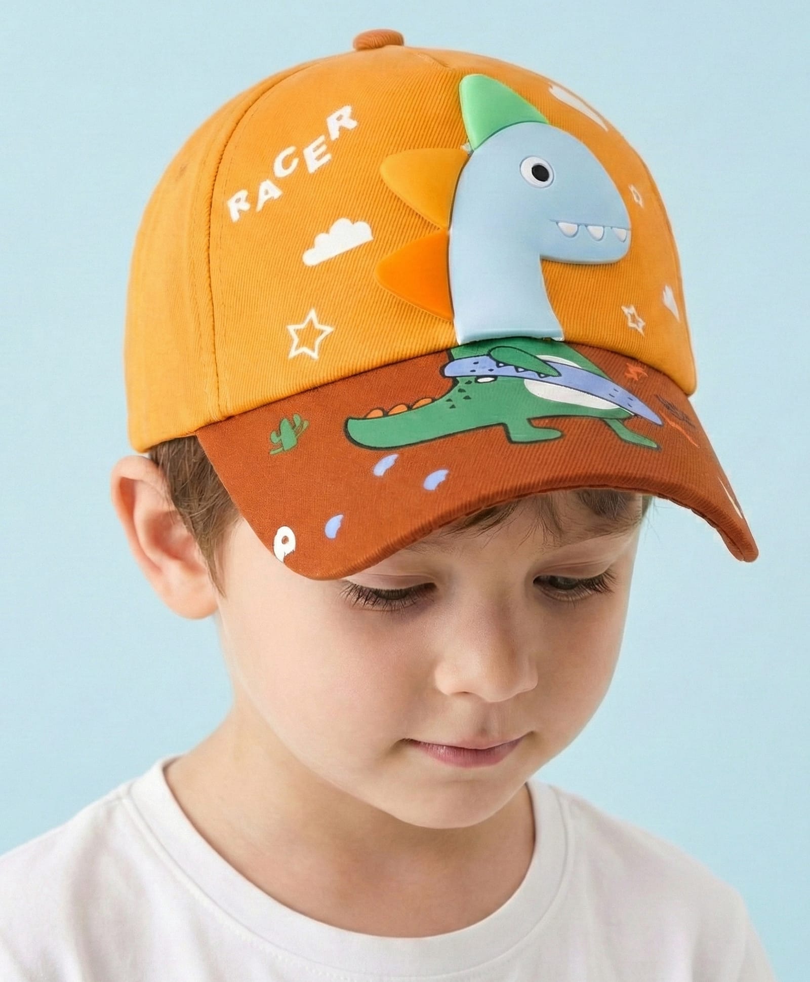 Vritraz Woven Dinosaur Applique Detailed Baseball Cap - Yellow - Circumference 52-56 Cms-image-48