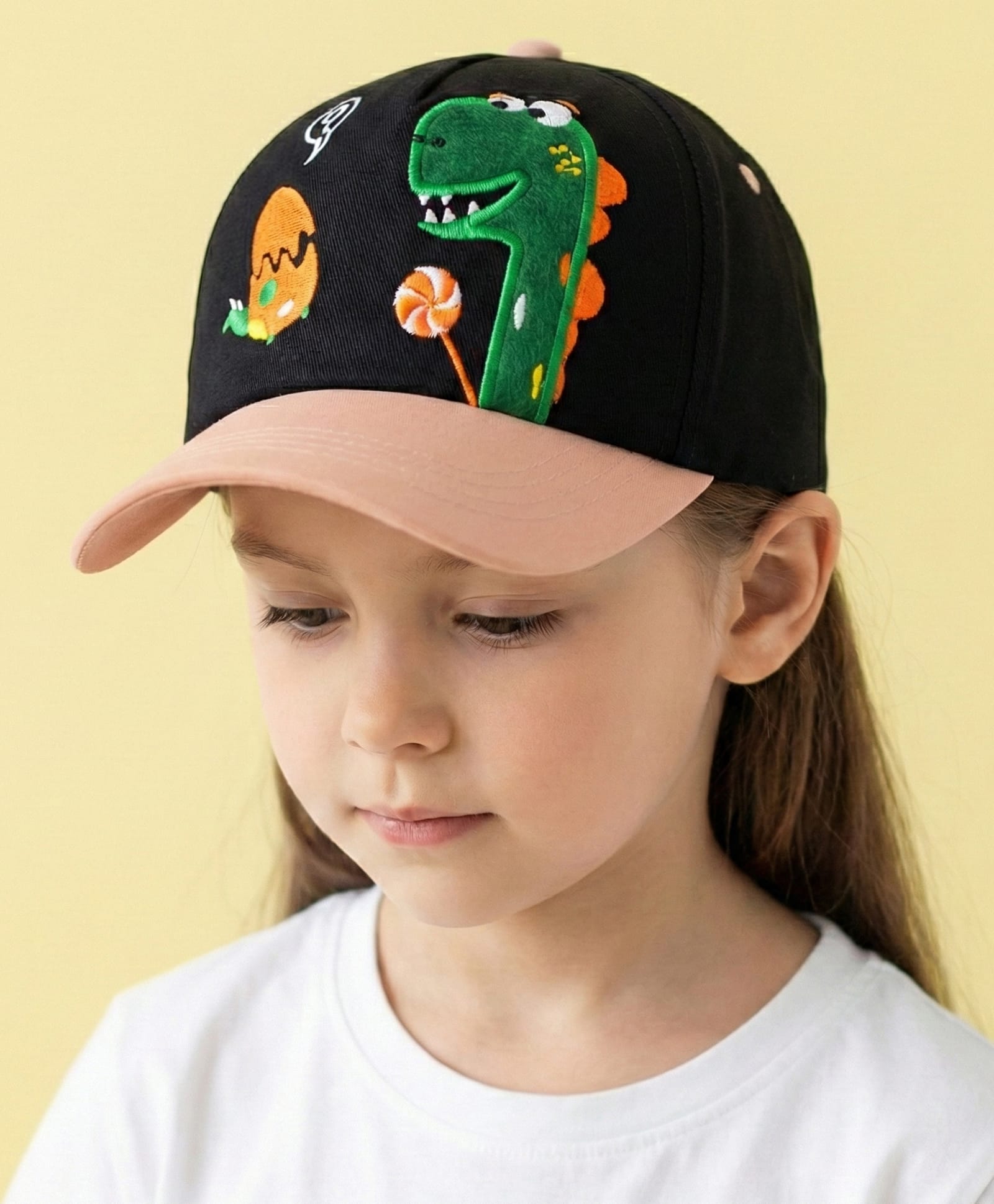 Vritraz Woven Dinosaur Applique Detailed Baseball Cap - Black - Circumference 52-56 Cms-image-5