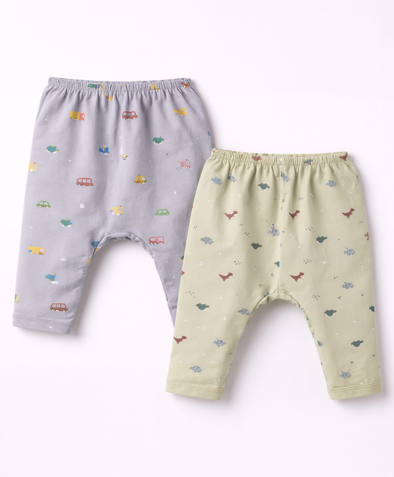 Pink Rabbit Sinker Knit Full Length Printed Diaper Leggings Pack of 2 - Green & Blue-image-3