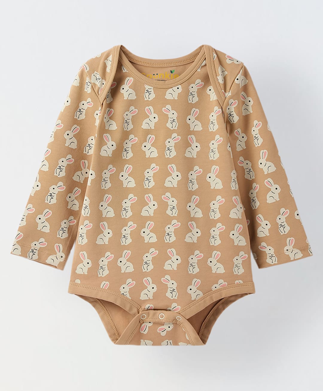 Spunkies Cotton Jersey Knit Full Sleeves Bunnies Printed Onesie - Beige-image-41