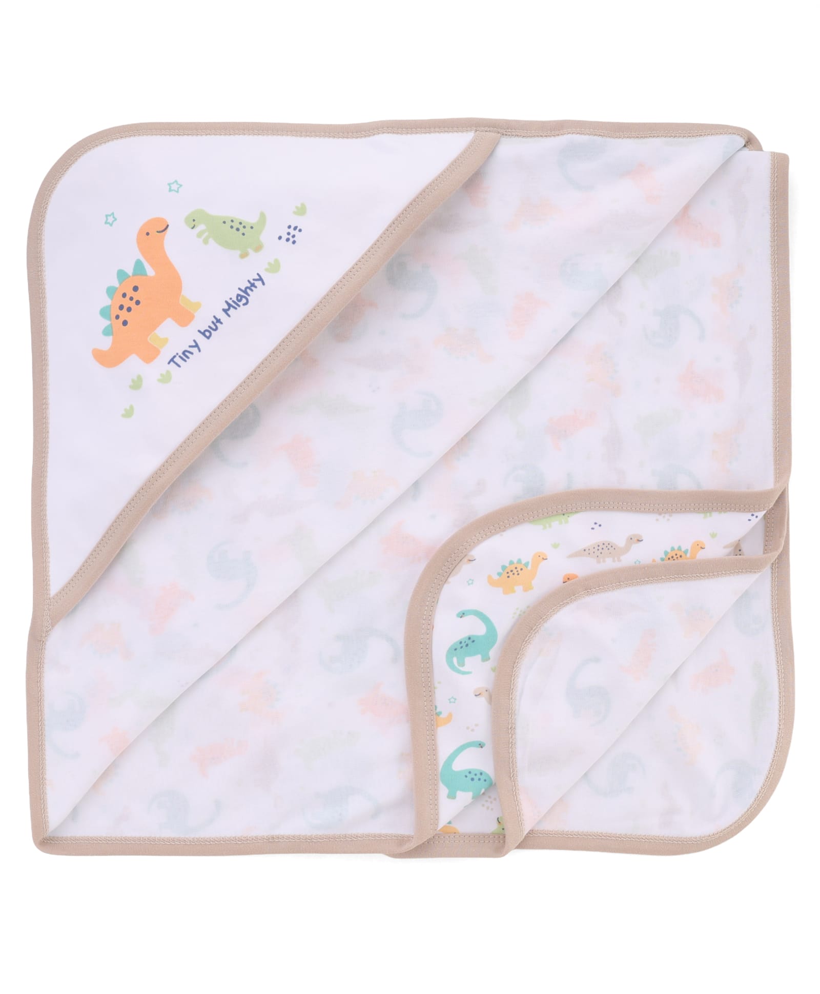 Pink Rabbit Interlock Knit Hooded Towel with Dino Print L 82 x B 80 cm - Brown-image-16