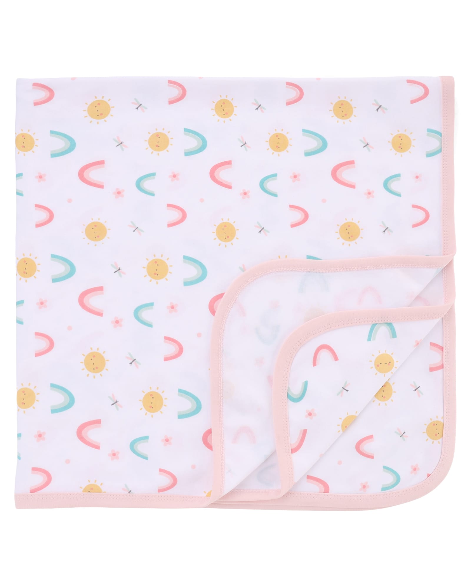 Pink Rabbit Interlock Knit Towel with Rainbow Print L 82 x B 80 cm - Pink-picture-29