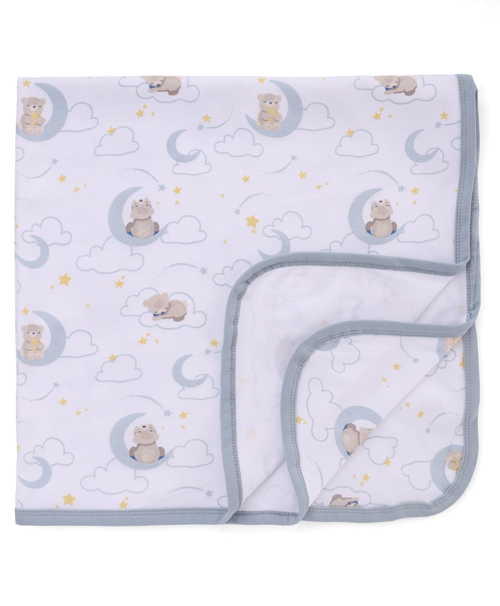 Pink Rabbit Interlock Knit Towel with Teddy Print L 82 x B 80 cm - Blue-image-33