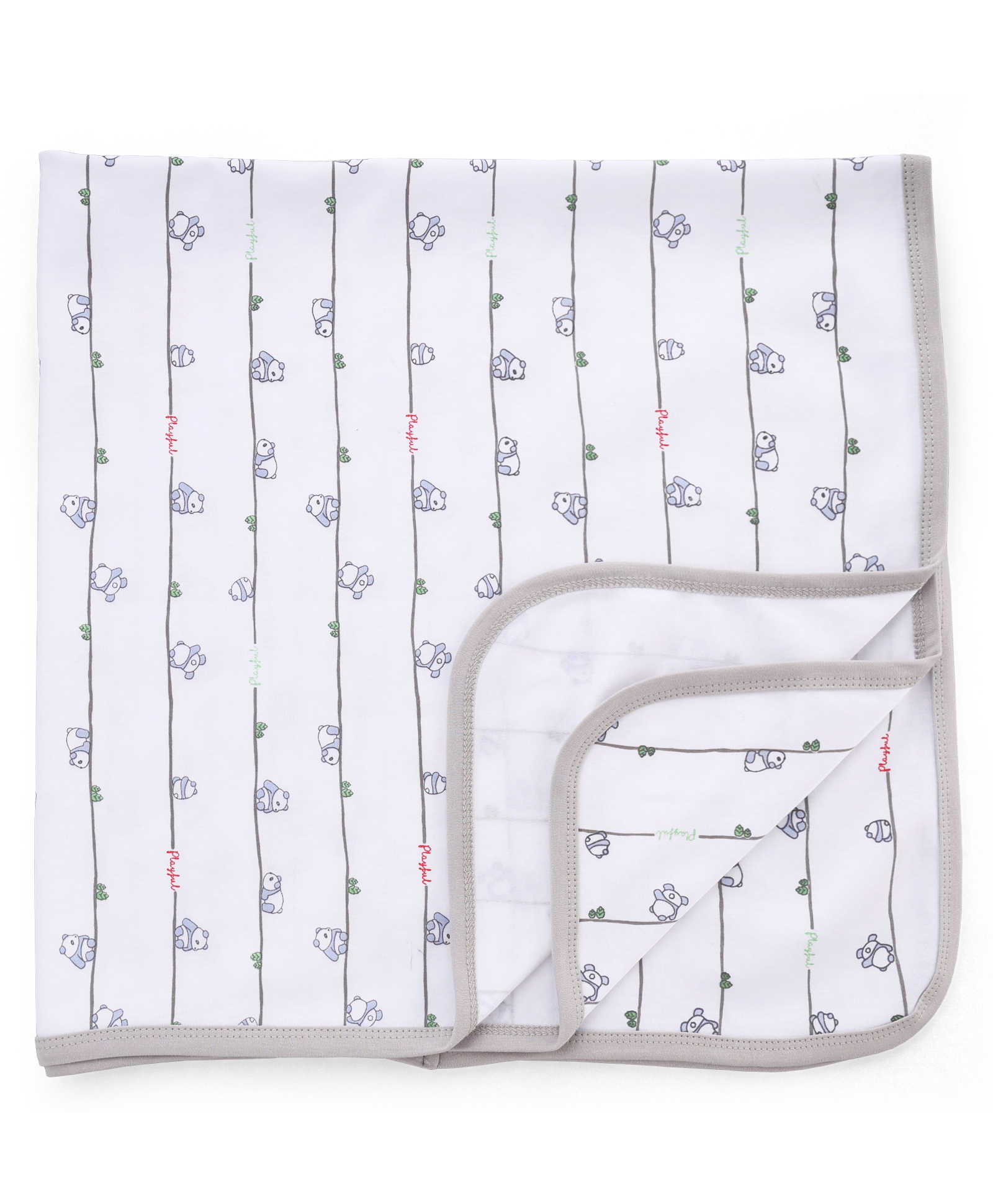 Pink Rabbit Interlock Knit Towel With Panda Print L 82 x B 80 cm - Grey-picture-42