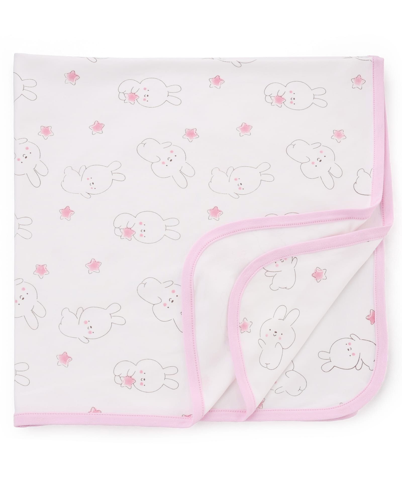 Pink Rabbit Interlock Knit Towel & Wrappers with Rabbit Print L 82 x B 80 cm - Light Pink-picture-32