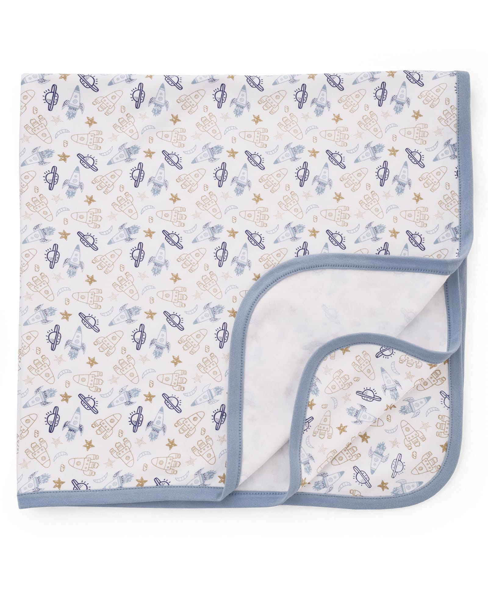 Pink Rabbit Interlock Knit Towel & Wrappers with Rocket Print L 82 x B 80 cm - Blue-image-35