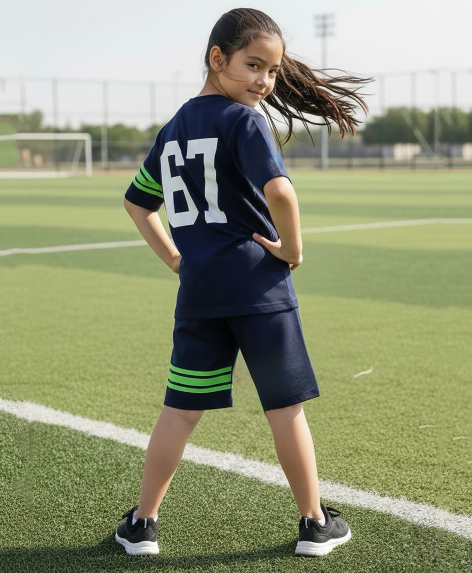 Ninos Dreams Single Jersey Knit Half Sleeves 67 Number Printed Tee & Shorts Set - Navy Blue-picture-14